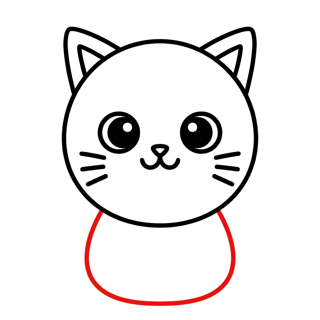 How to draw a kitten step 4 of 6 โ draw the body โ easy step by step kitten drawing tutorial for kids
