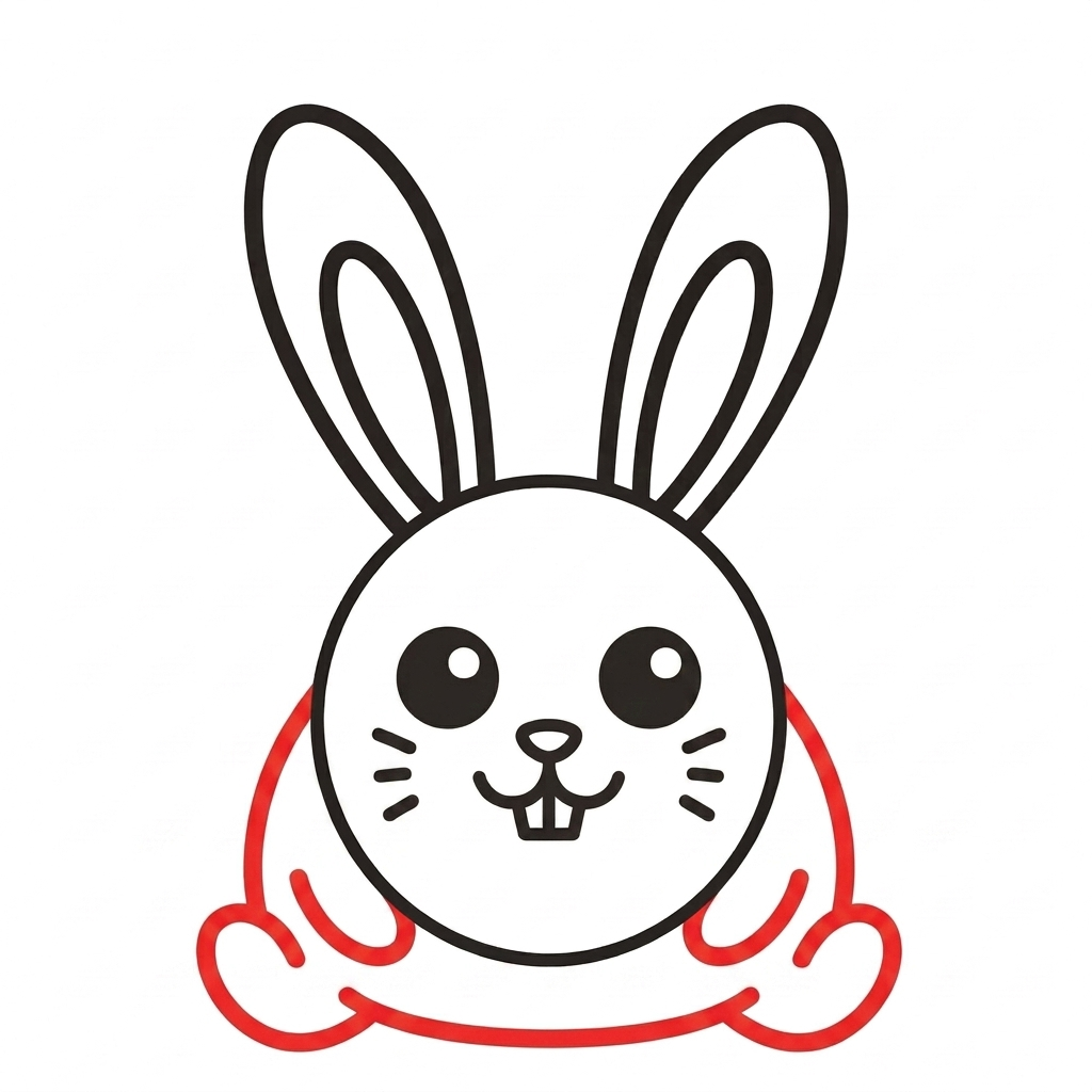 How to draw a bunny step 4 of 6 — build the body — easy step by step bunny drawing tutorial for kids
