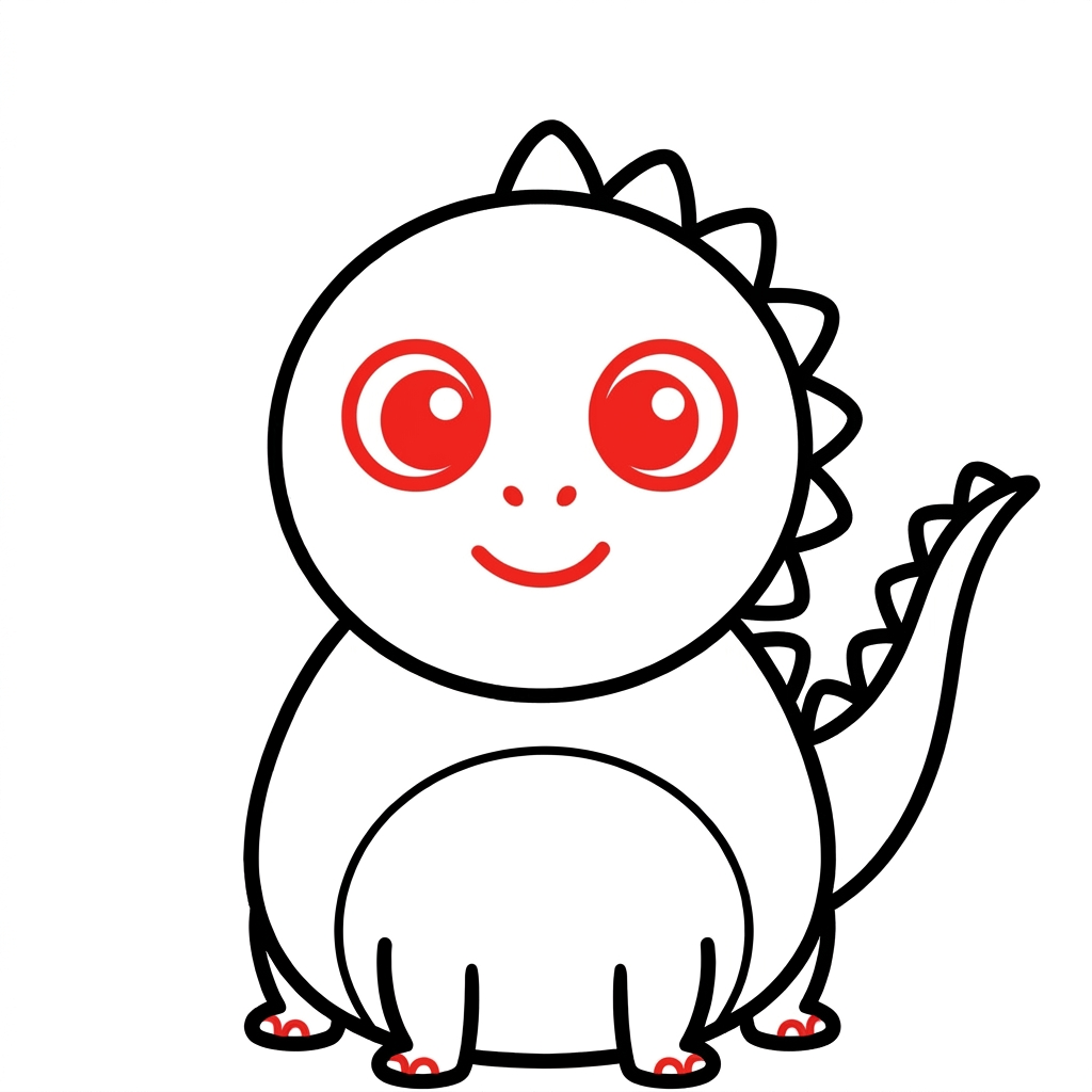 How to draw a dinosaur step 5 of 6 — give it a face and details — easy step by step dinosaur drawing tutorial for kids