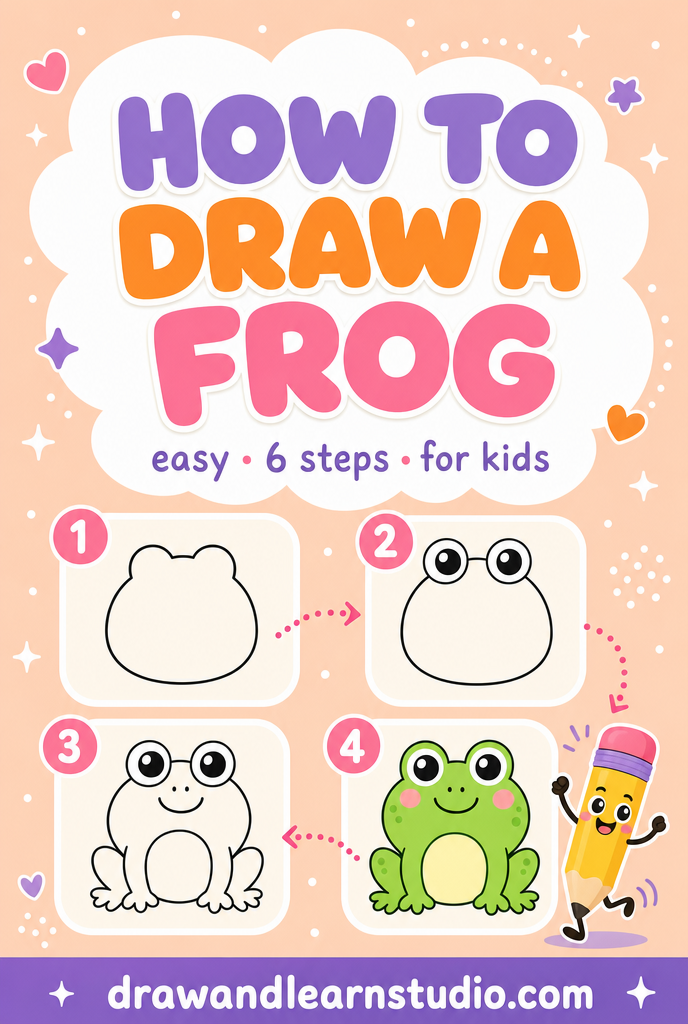 How to draw a frog easy step by step tutorial sheet