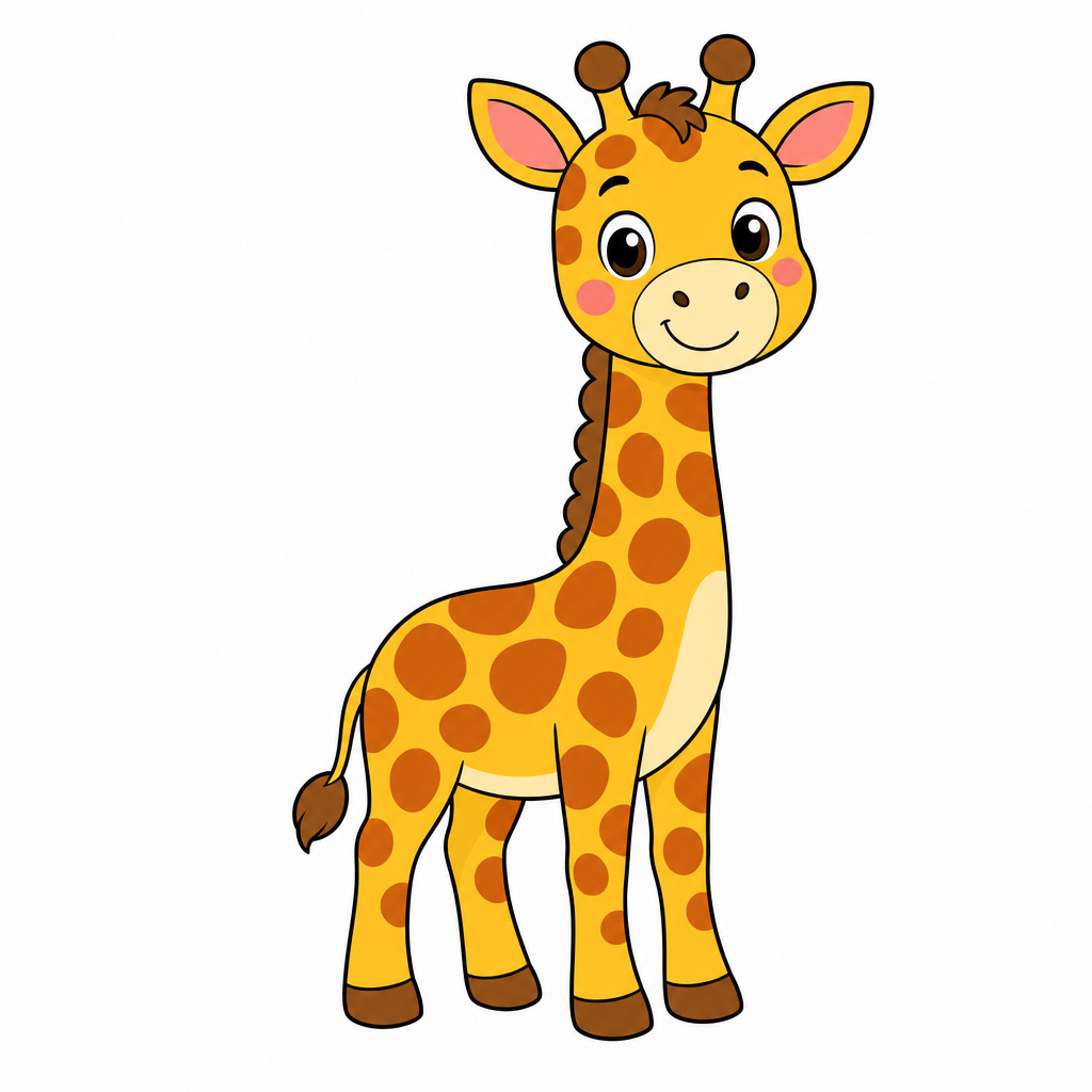 How to draw a giraffe step 6 — finished colored giraffe