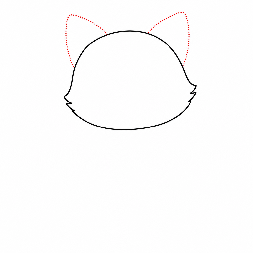 How to draw a cat step 2 — triangle ears on the head