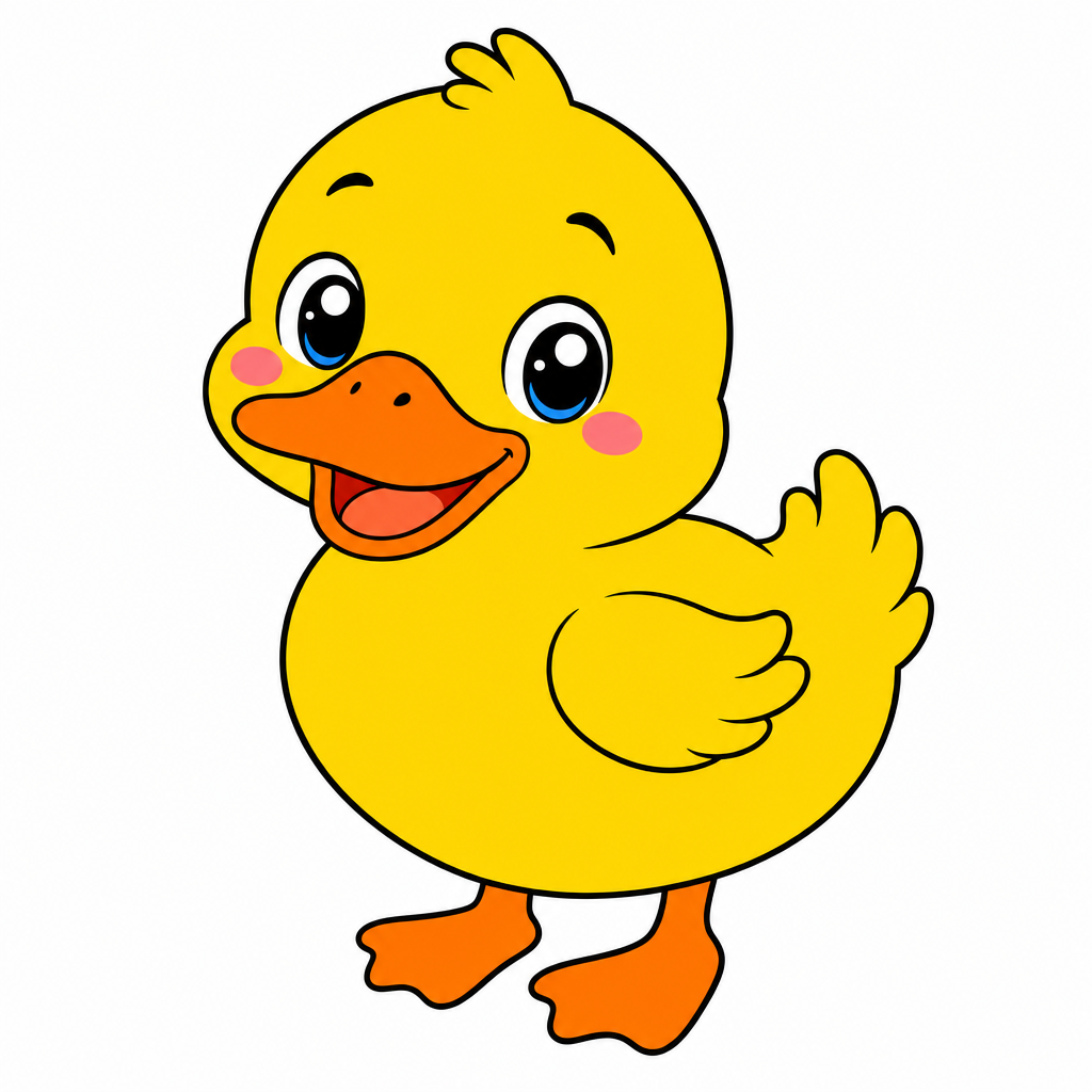 How to draw a duck step 6 โ finished colored yellow duck with orange bill