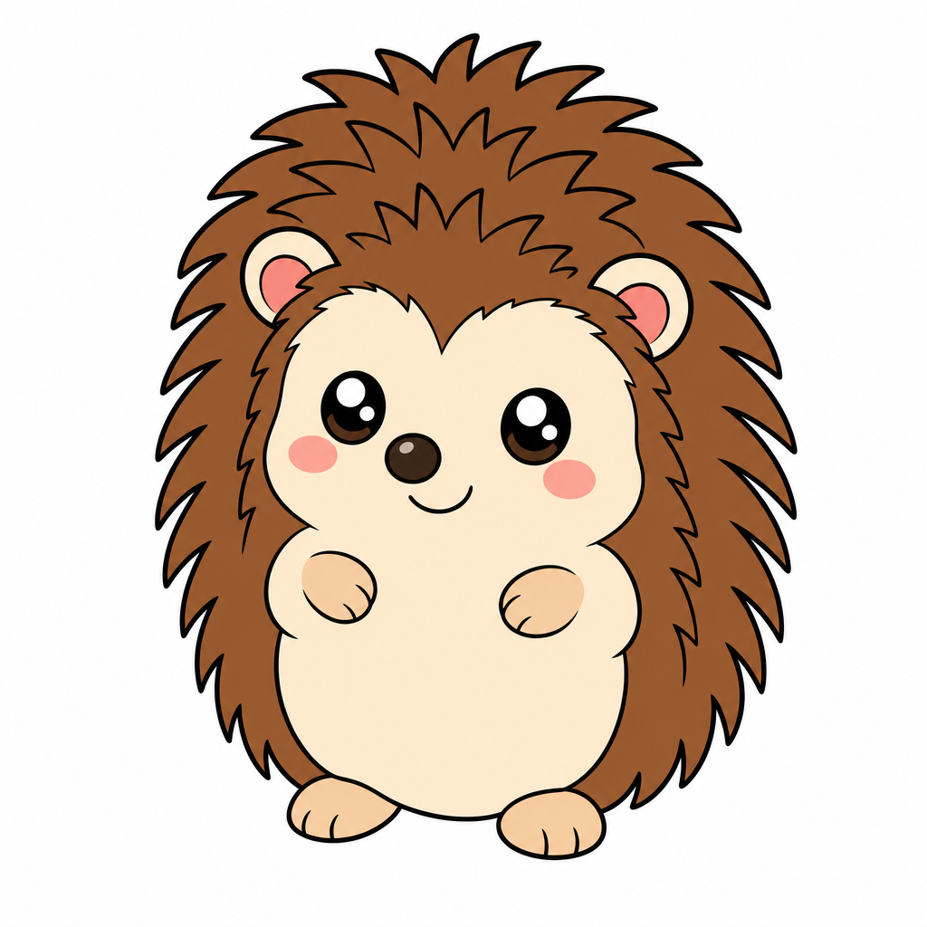 How to draw a hedgehog step 6 — finished colored brown hedgehog