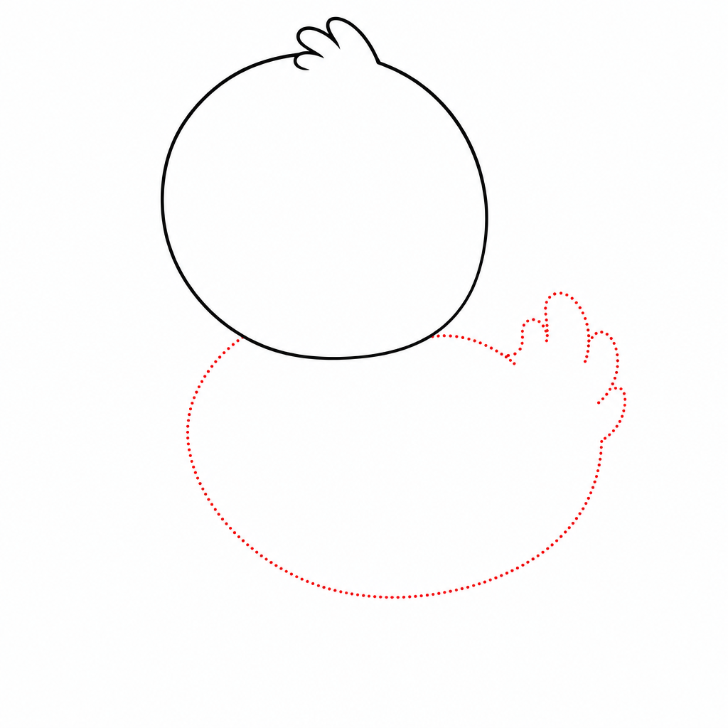 How to draw a duck step 2 โ plump rounded body with curled tail feathers