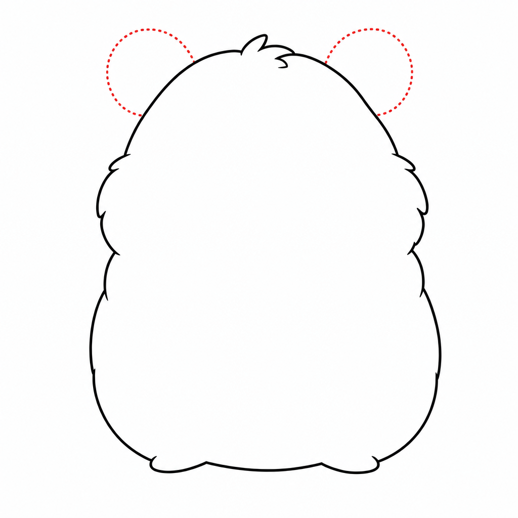 How to draw a hamster step 2 — two tiny round ears on top