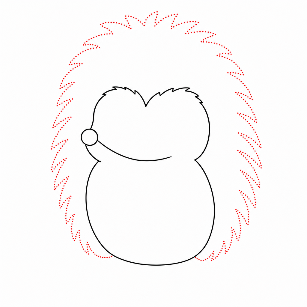 How to draw a hedgehog step 3 — zigzag quill outline over the back