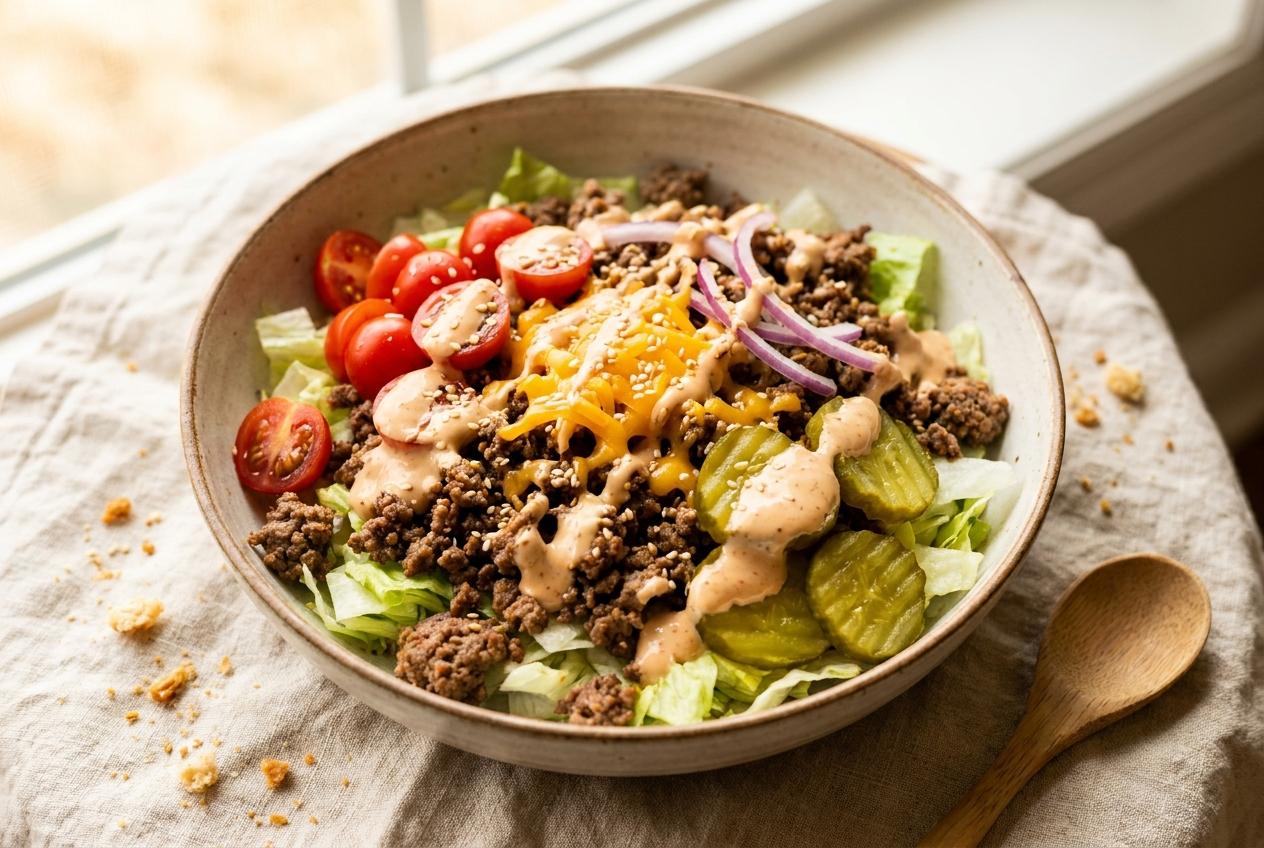 High protein cheeseburger bowls