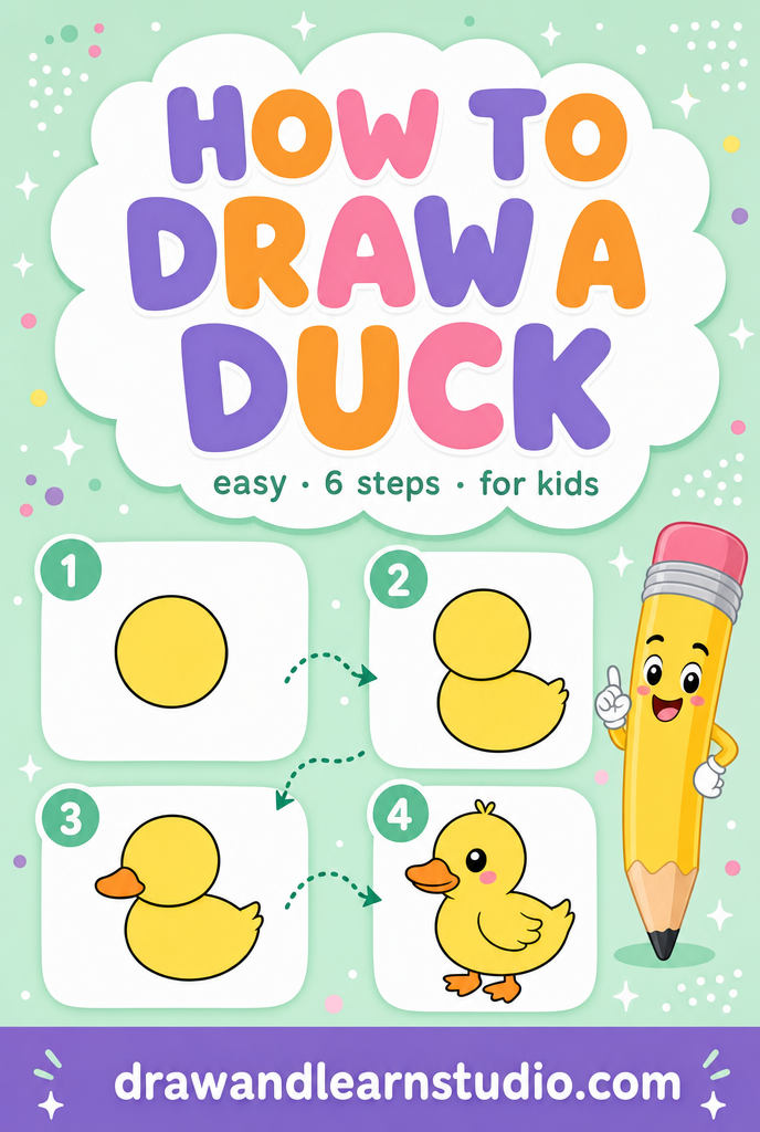 How to draw a duck easy step by step tutorial sheet