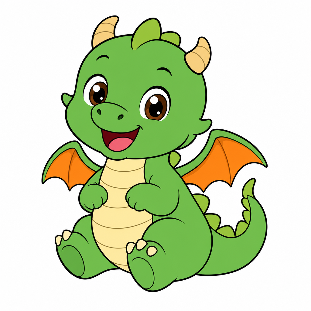 How to draw a dragon step 6 โ finished colored green baby dragon