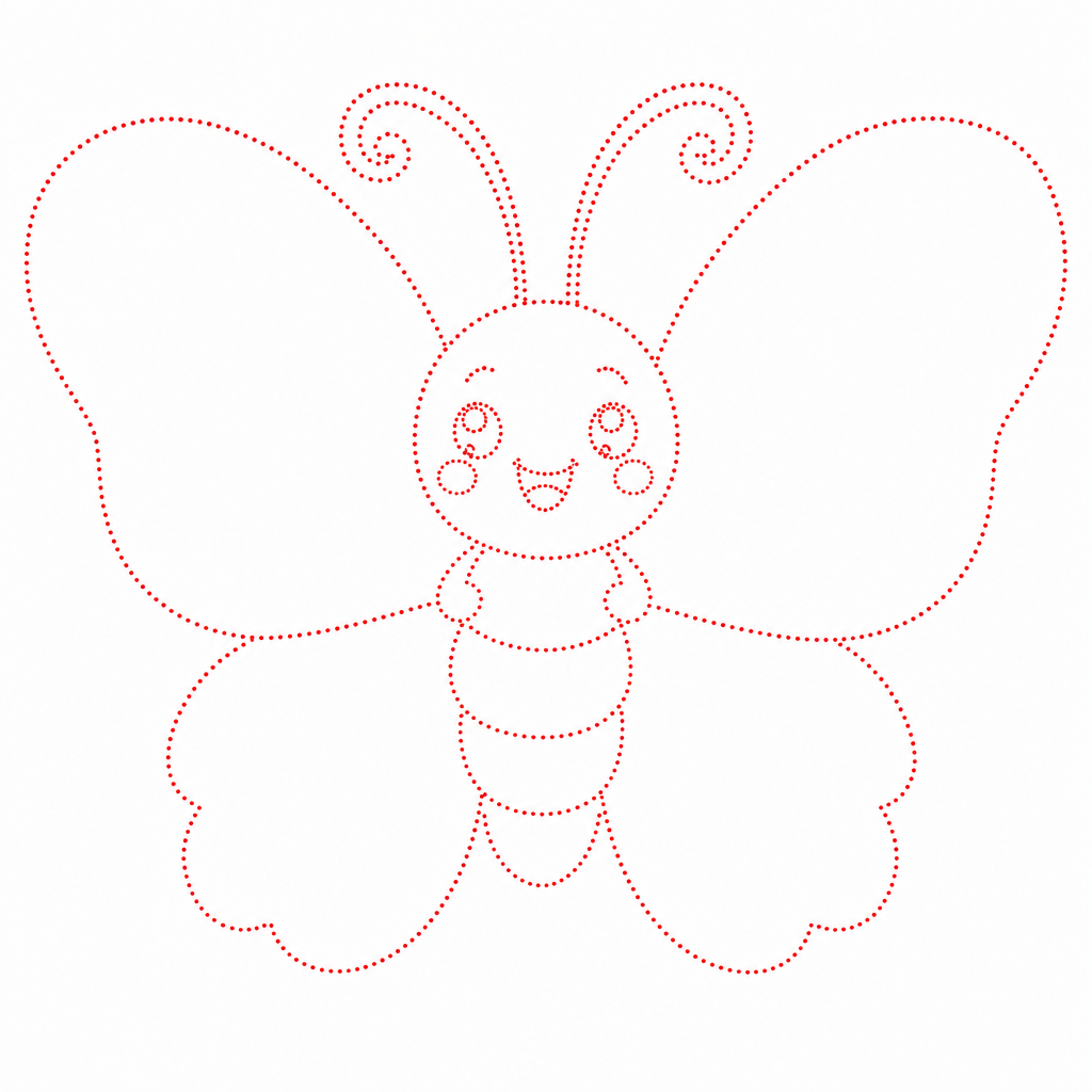 How to draw a butterfly step 4 — curled antennae and smiling face
