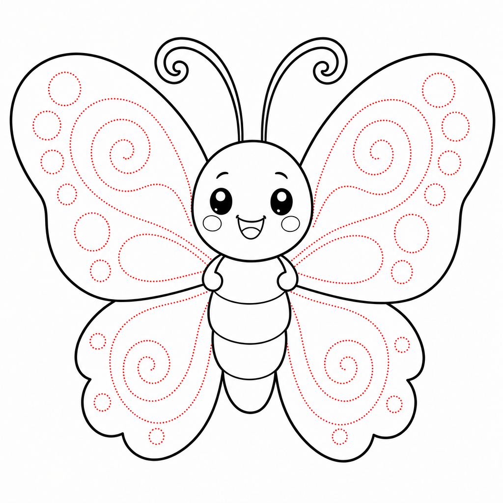 How to draw a butterfly step 5 — dots and swirls inside the wings