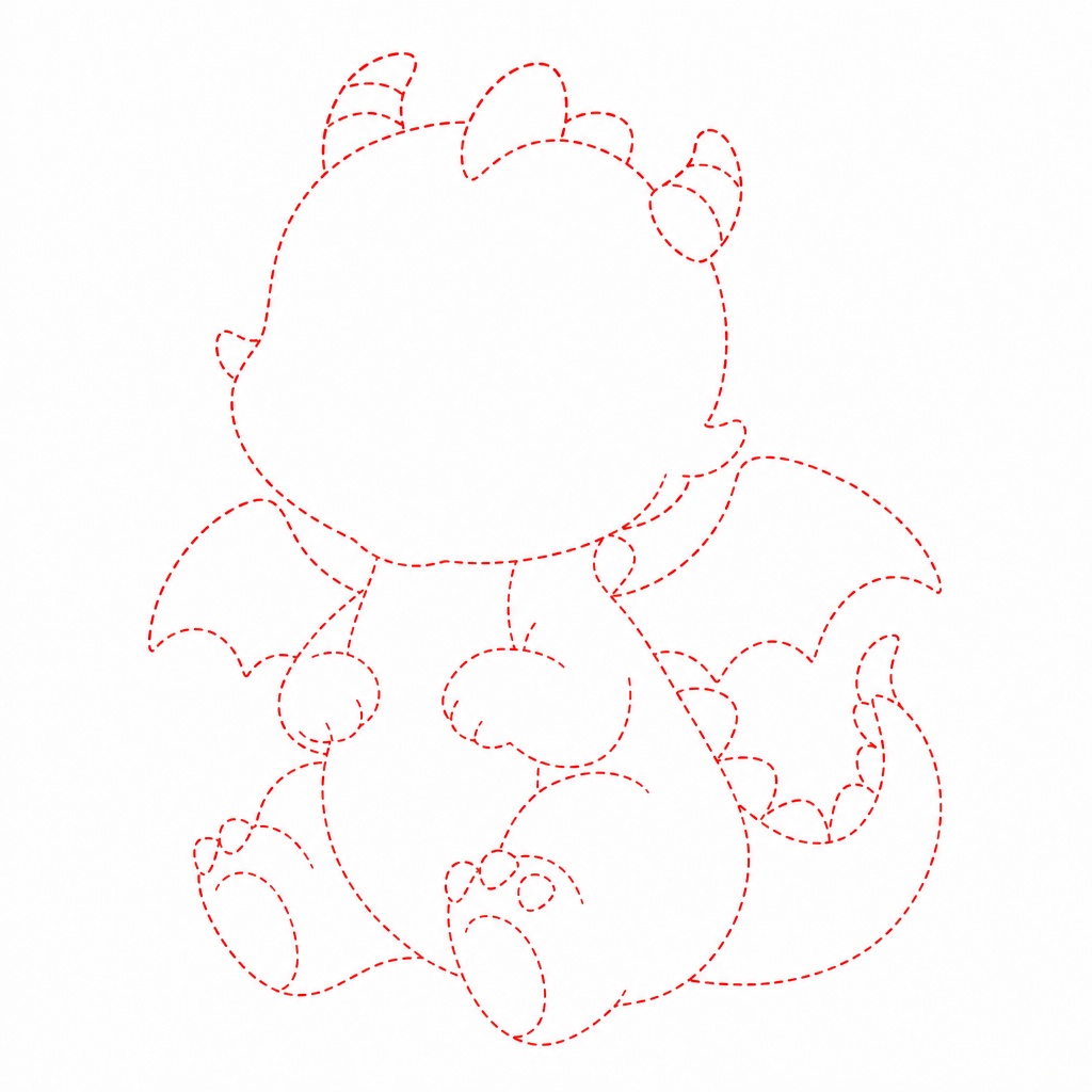 How to draw a dragon step 1 โ chubby round body outline