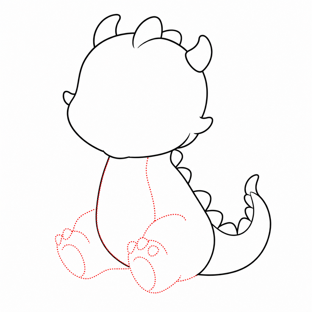 How to draw a dragon step 2 โ belly patch and stubby legs