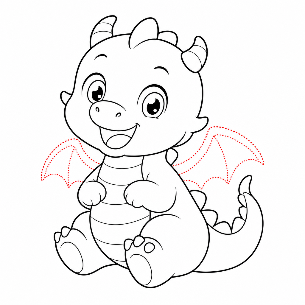 How to draw a dragon step 4 โ small rounded wings on the back