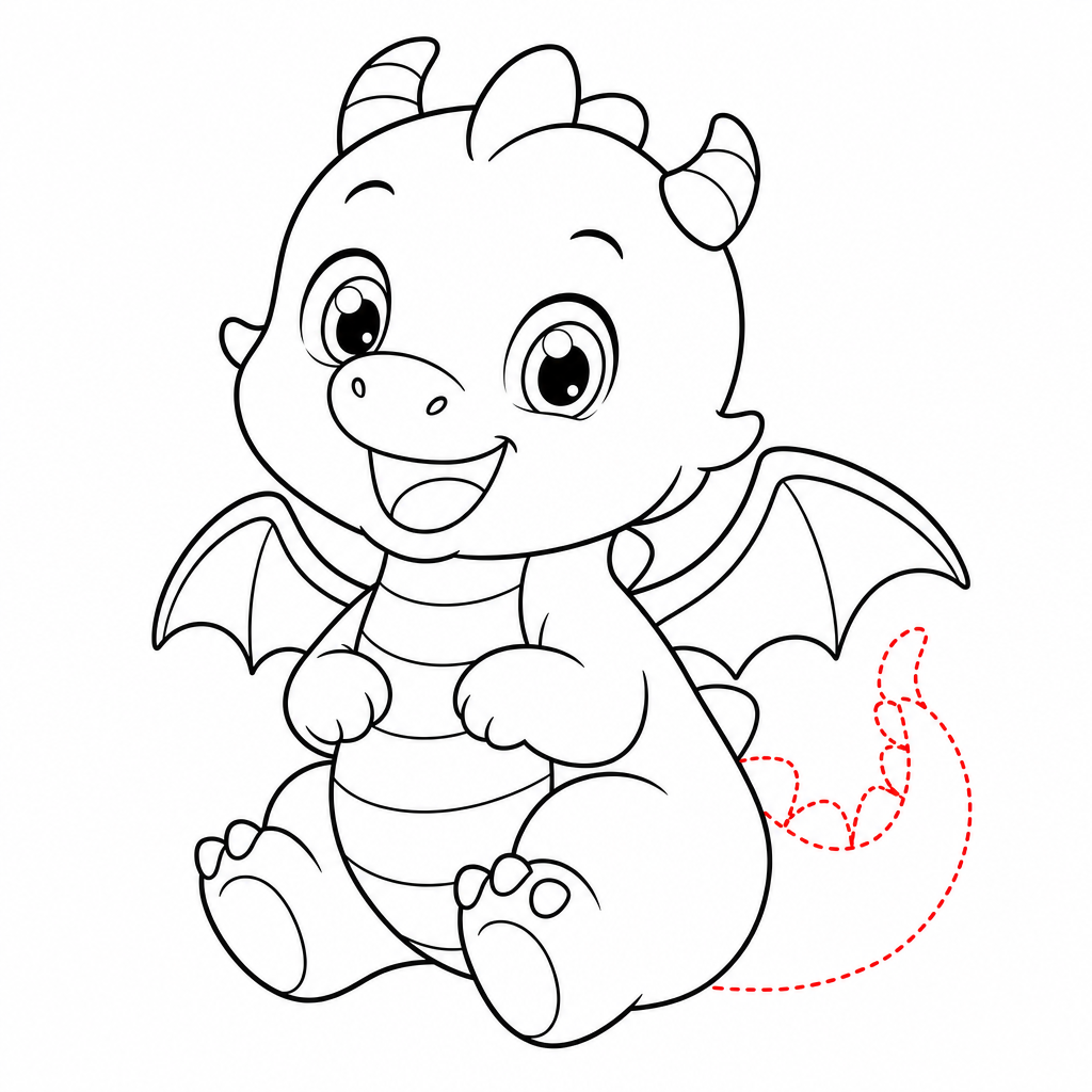 How to draw a dragon step 5 โ curved tail with soft spike fin
