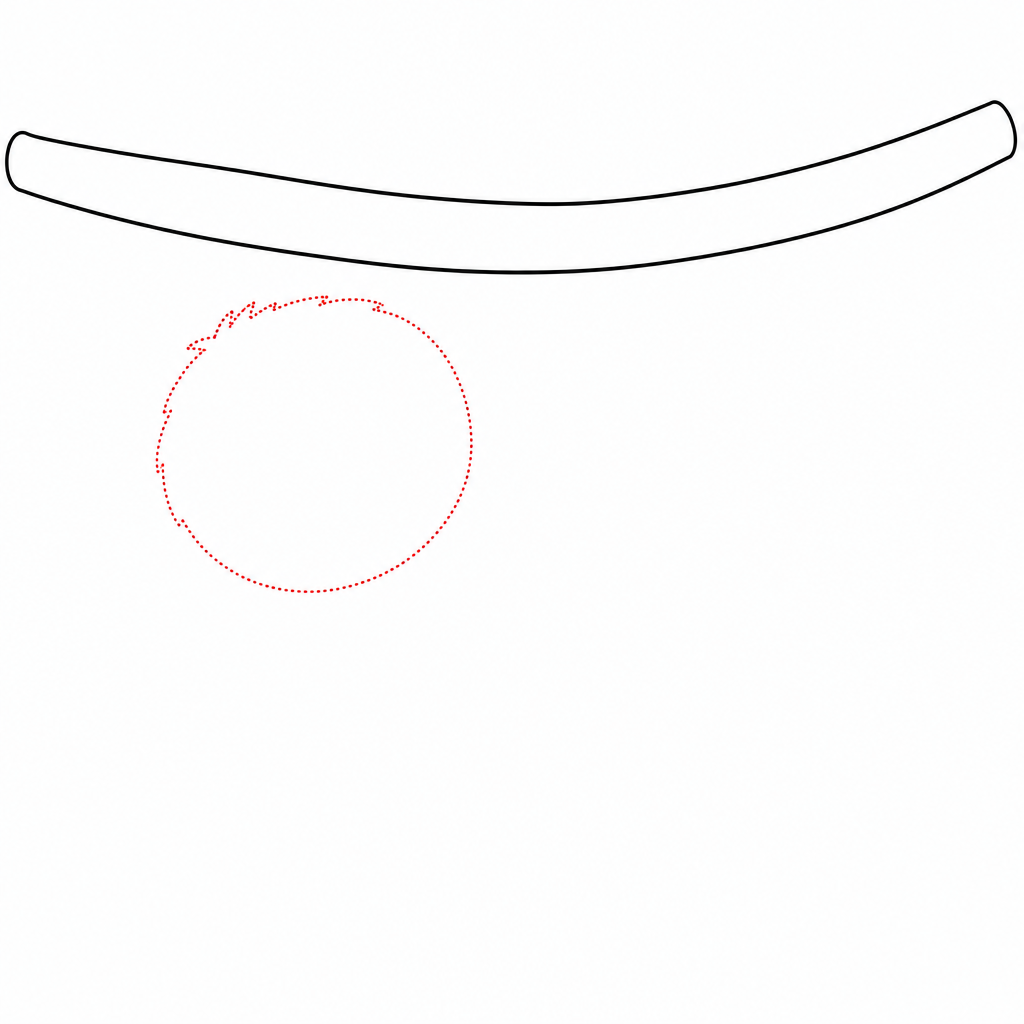 How to draw a sloth step 2 โ big round head hanging below the branch