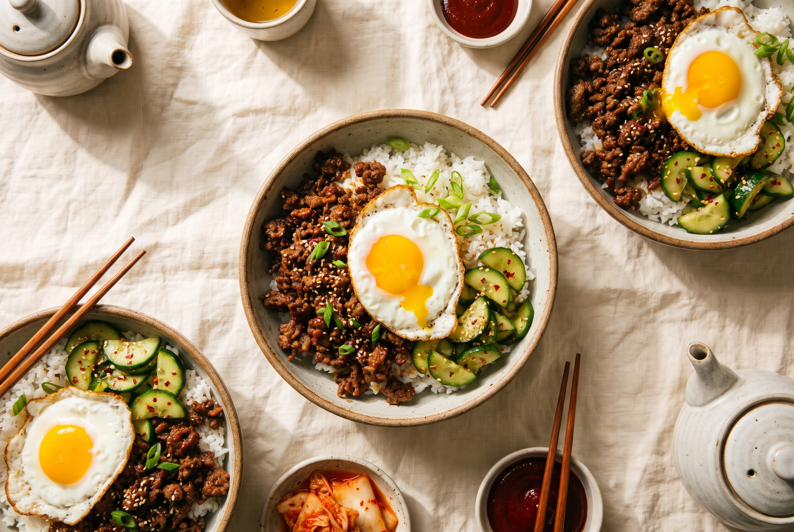 Korean ground beef bowls
