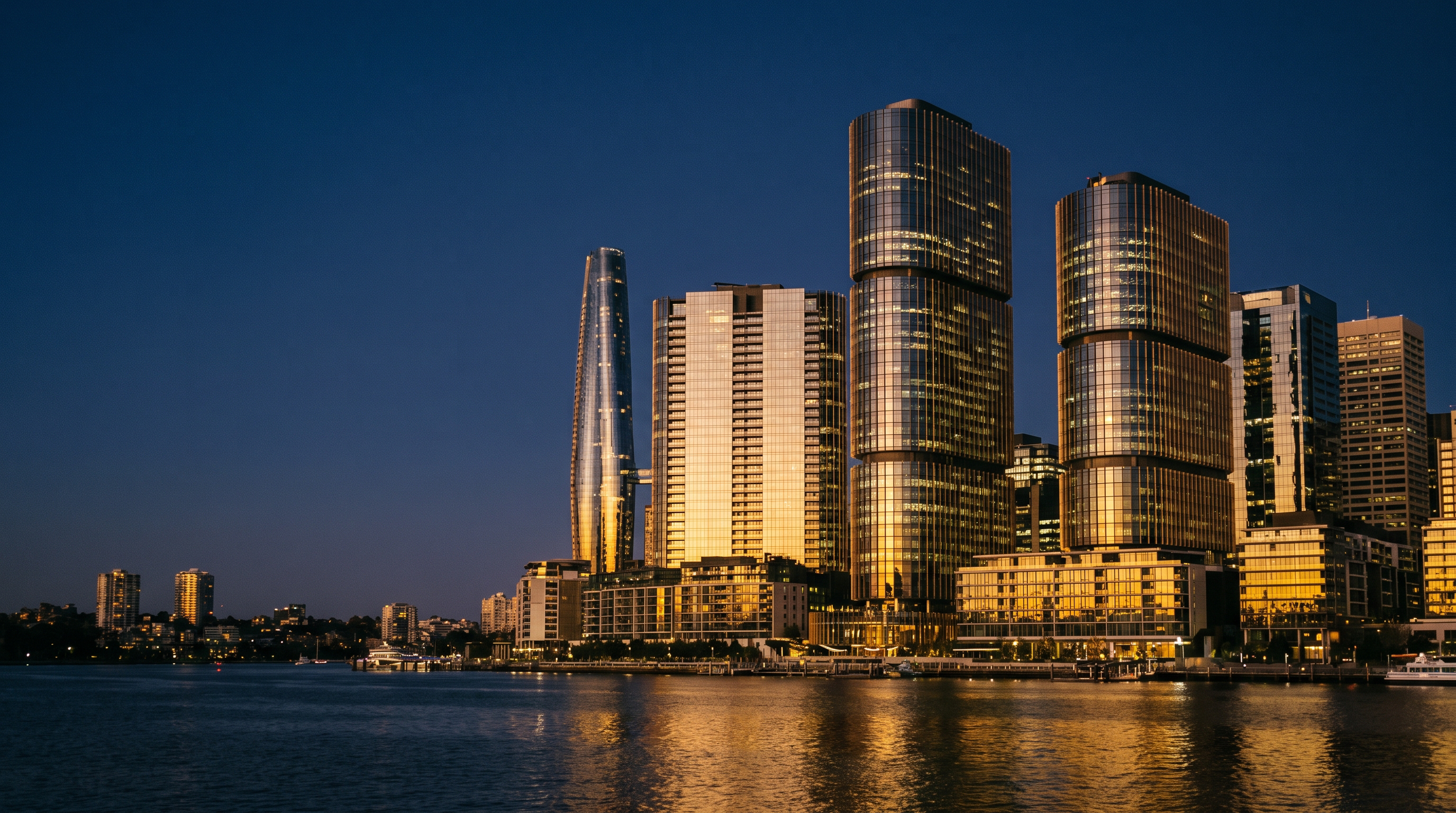 Australian city business district at dusk
