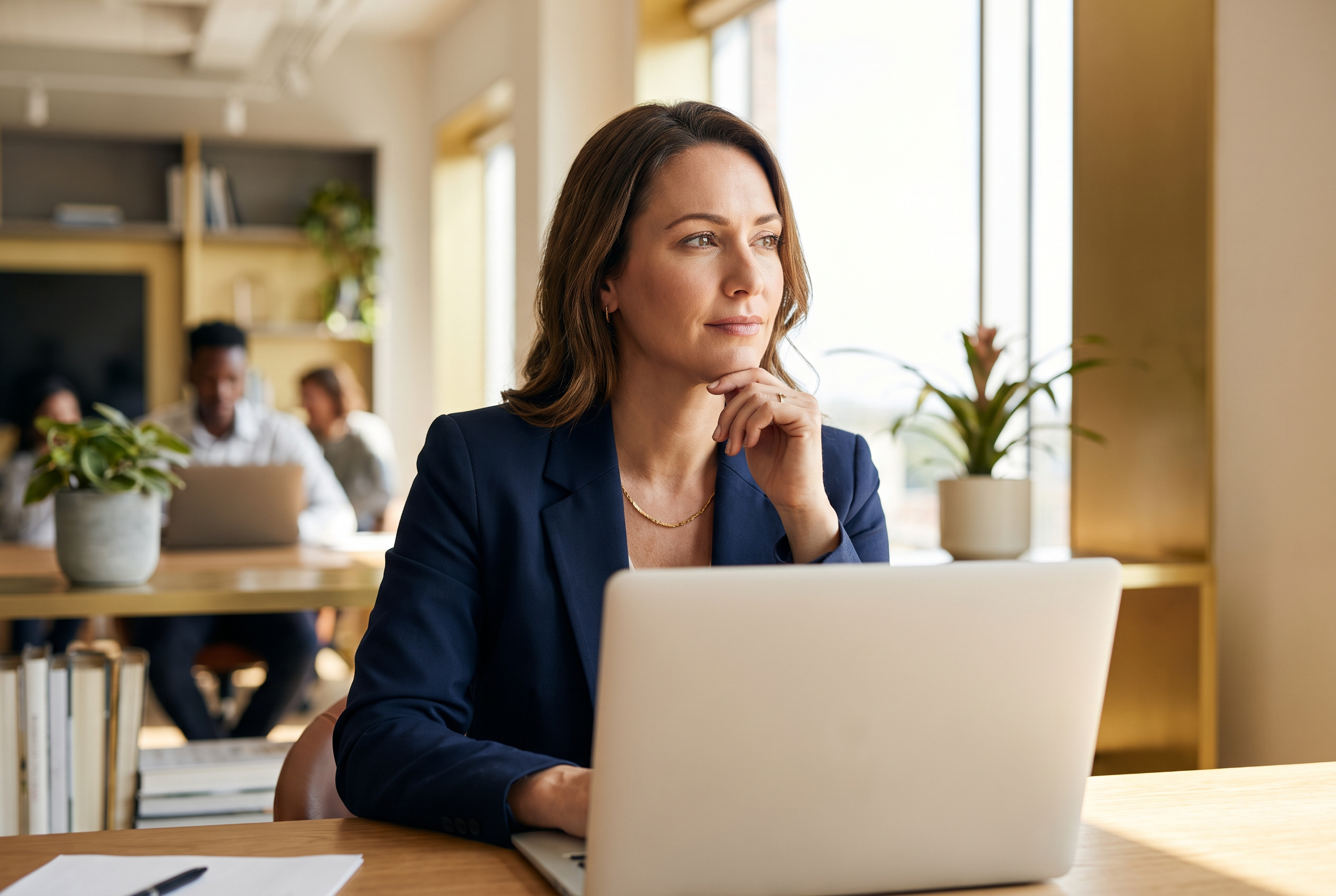 Modern Australian business professional working at a laptop
