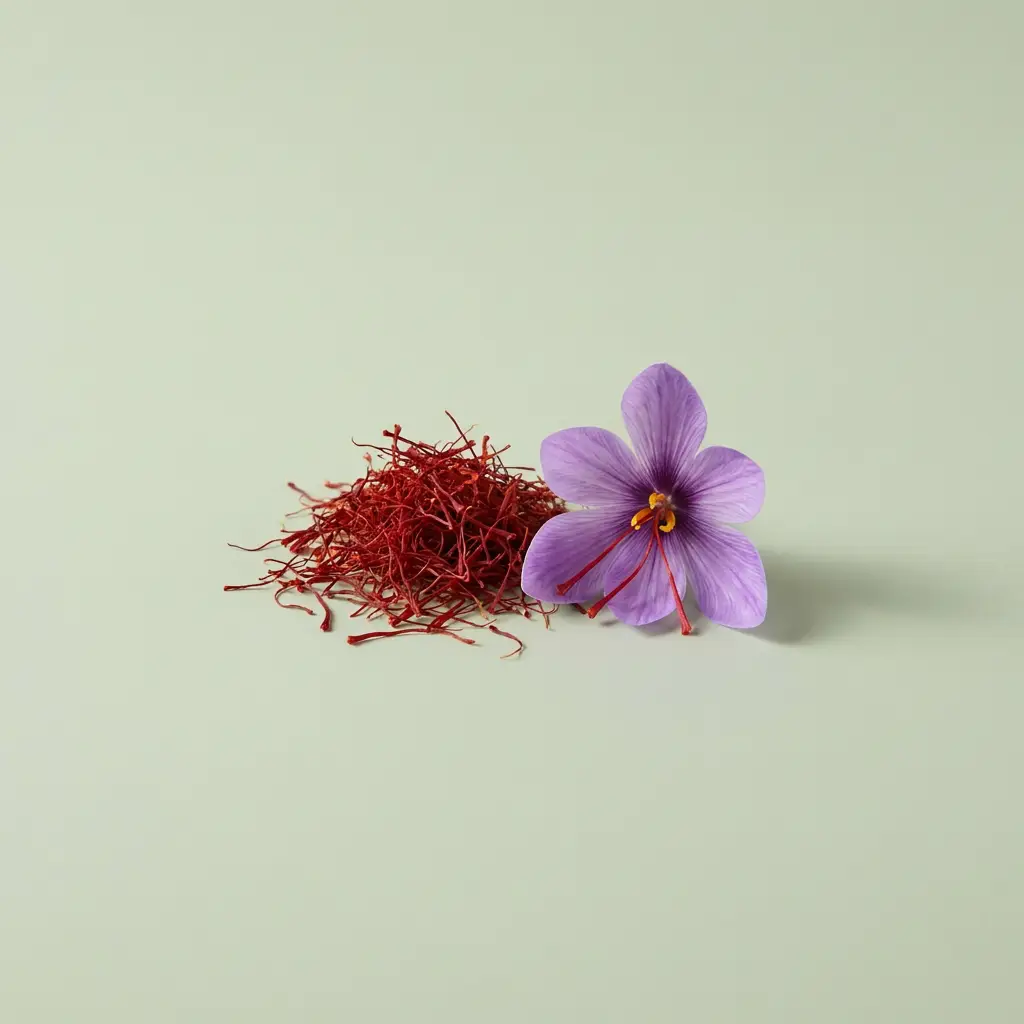 Pistils de Safran et fleur de Crocus sativus