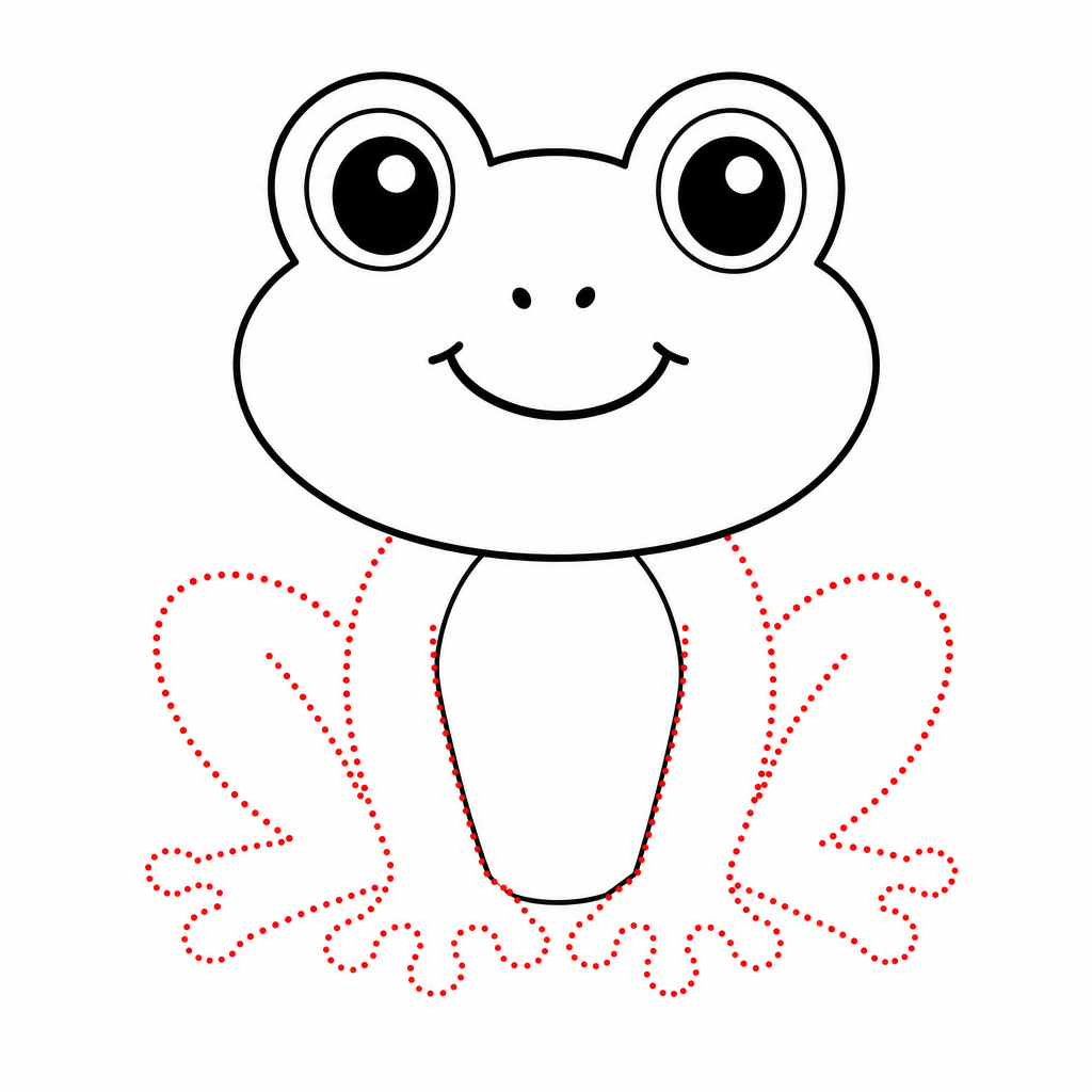 How to draw a frog step 5 โ folded front legs and wide back feet