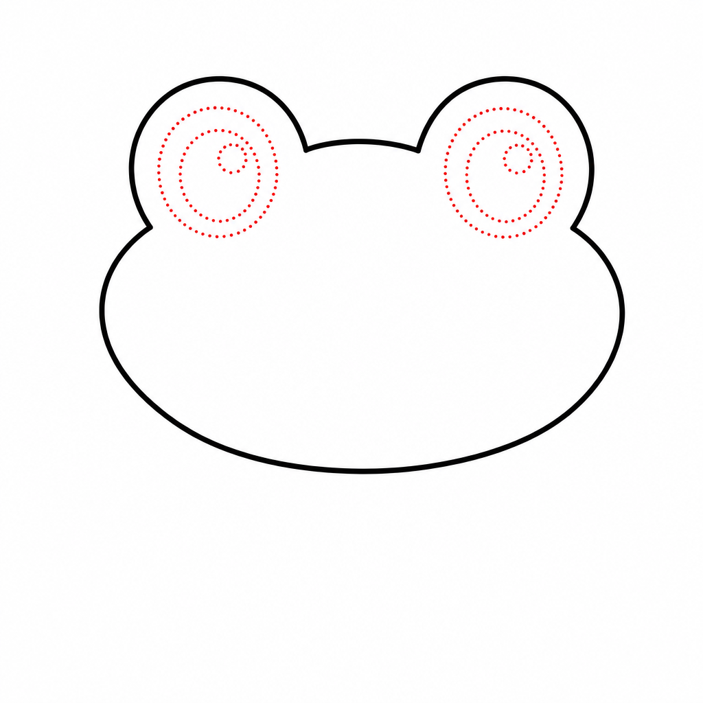 How to draw a frog step 3 โ big round eyes with shine spots in the bumps