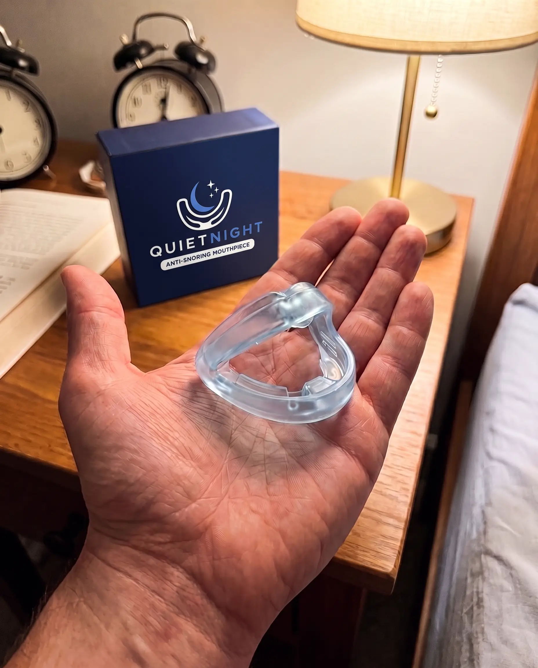 Customer review photo of the QuietNight mouthpiece in hand