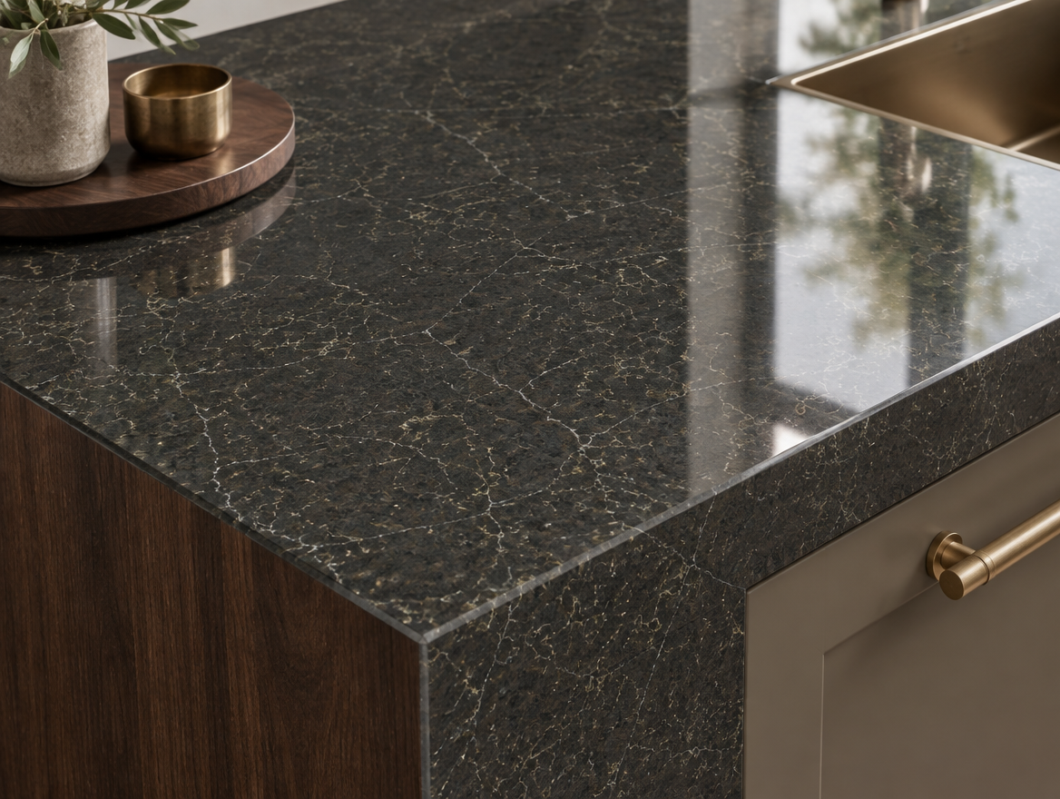 Marrakesh NobleStone worktop in a close kitchen detail view
