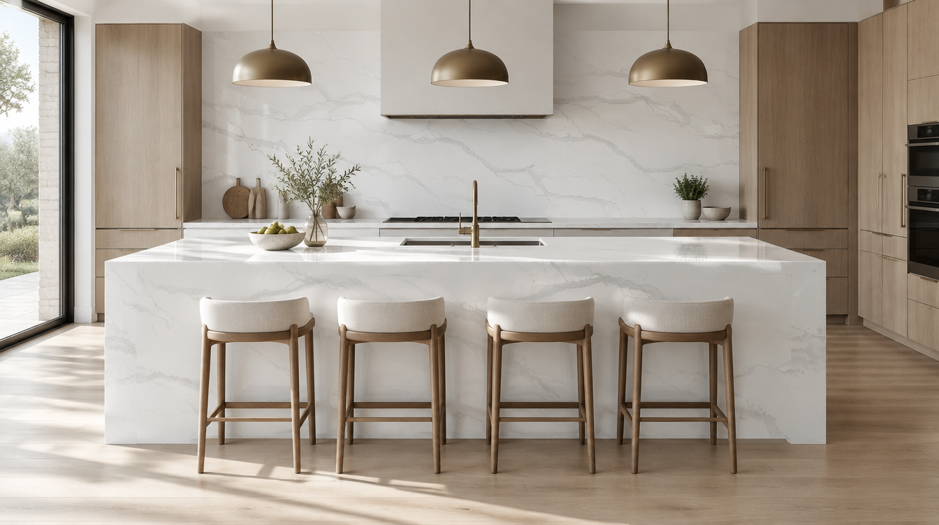 Orlando NobleStone worktop in a wide kitchen view