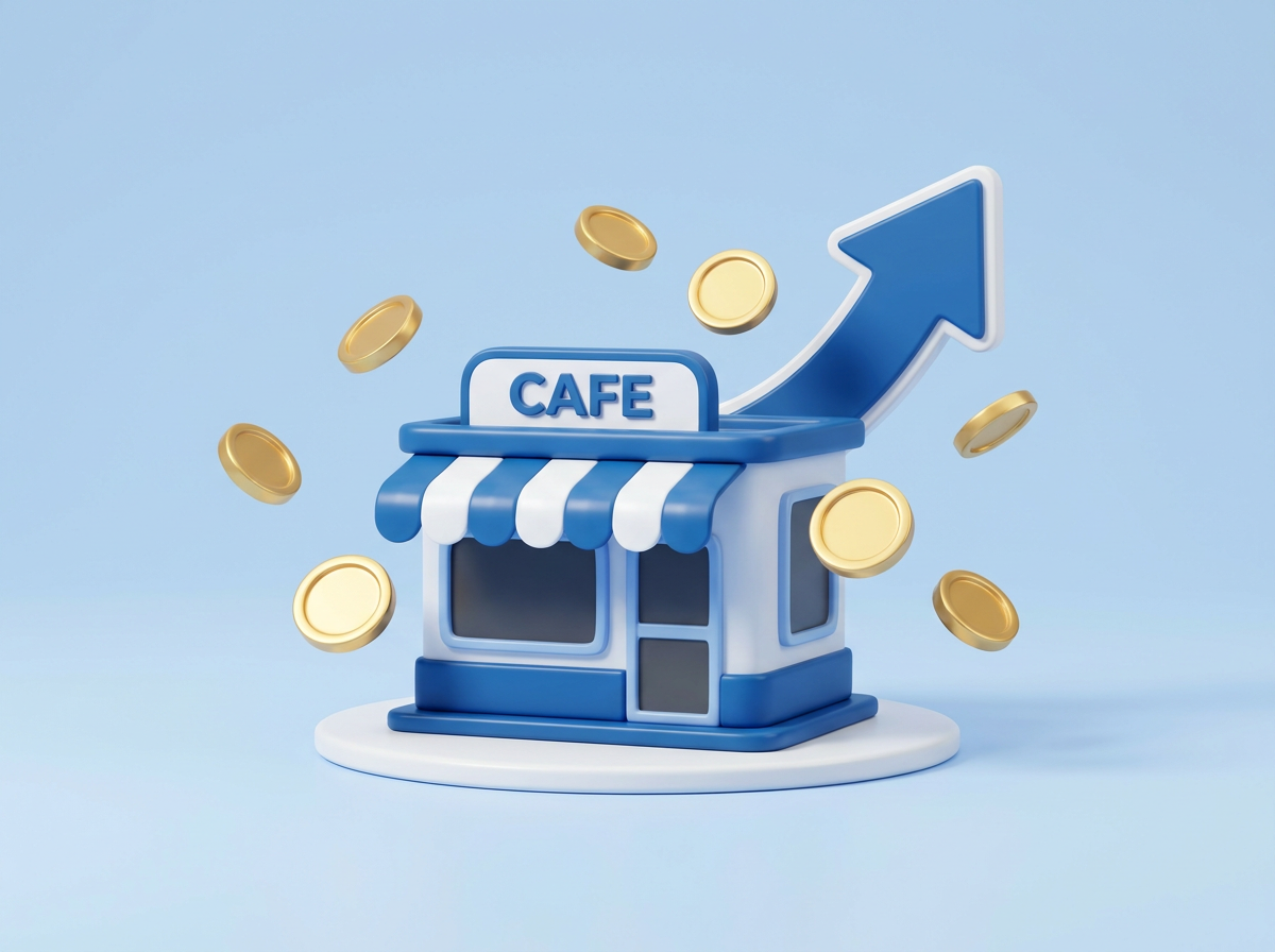 개인사업자 매장 성장 3D 일러스트