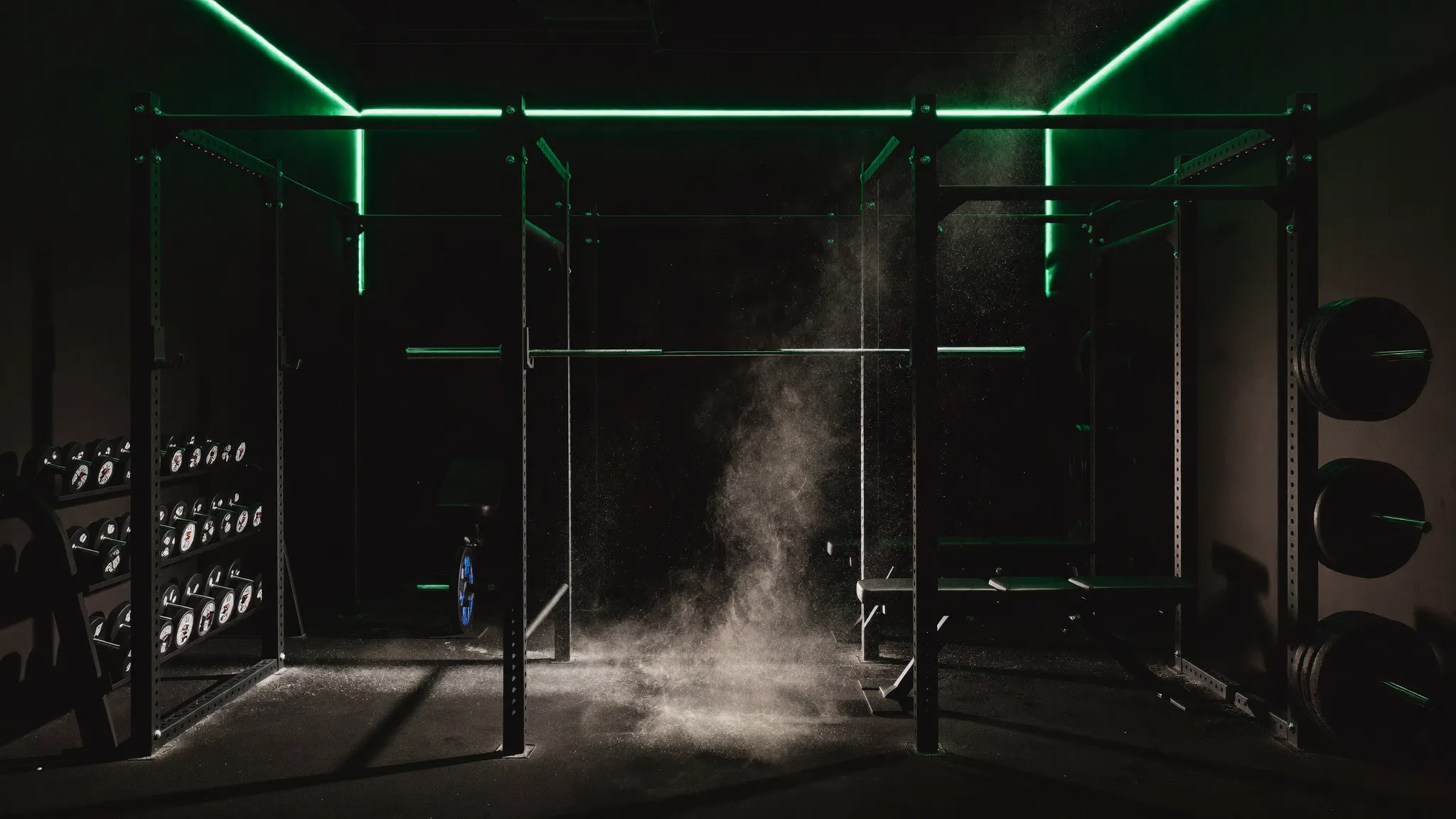 Strength zone with matte black racks