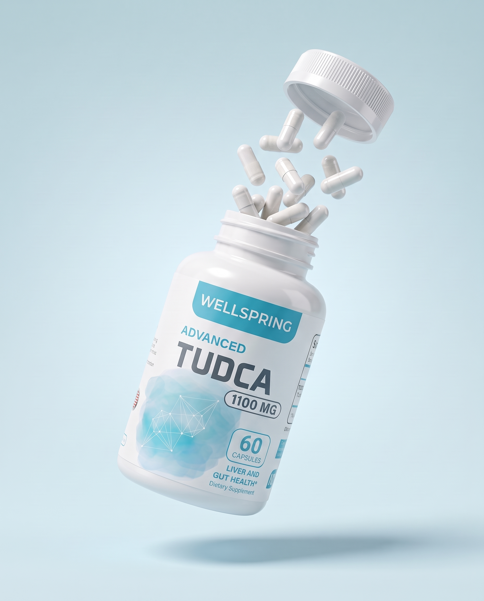 Wellspring Advanced TUDCA bottle with capsules