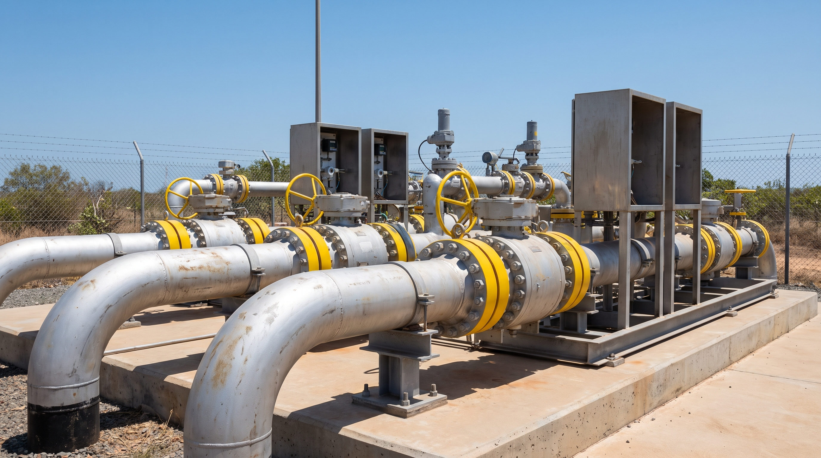 Gas regulating and metering station pipework