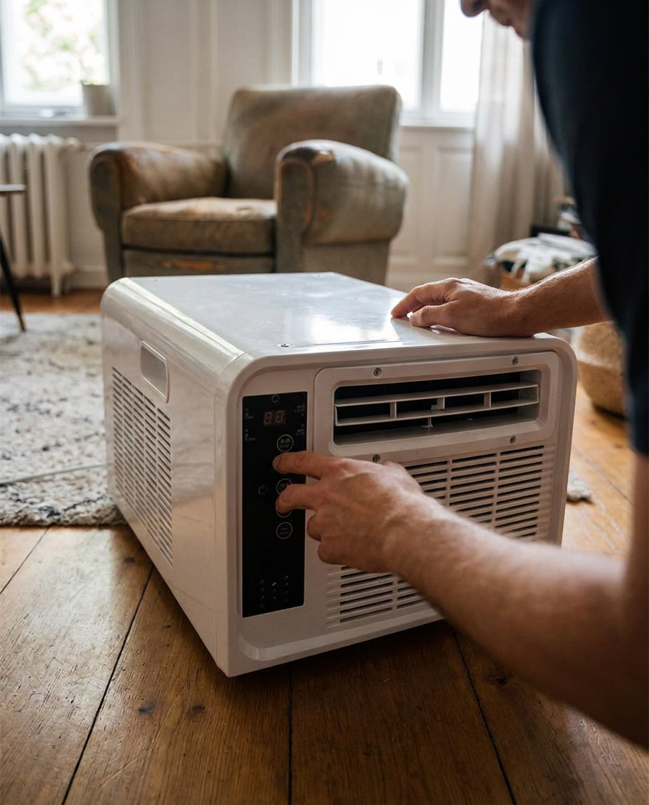 Draagbare Dual-mode Airconditioner met Koel- en Verwarmingsfunctie 1300W | Mobiele Klimaatregeling voor Binnen en Buiten | Sansoti in gebruik