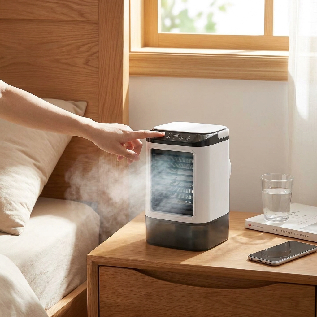 Mobiele Aircooler 900 ml – Draagbare Luchtkoeler met 3 Standen en LED Sfeerverlichting | Sansoti lifestyle