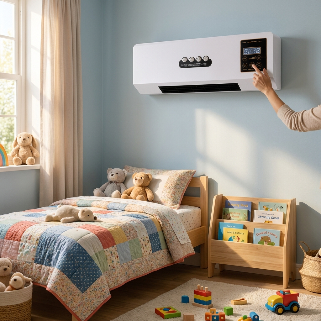 Ruimteklimaatsysteem 2-in-1 Ventilator & Verwarming 1800W met Afstandsbediening Wandmontage Wit lifestyle