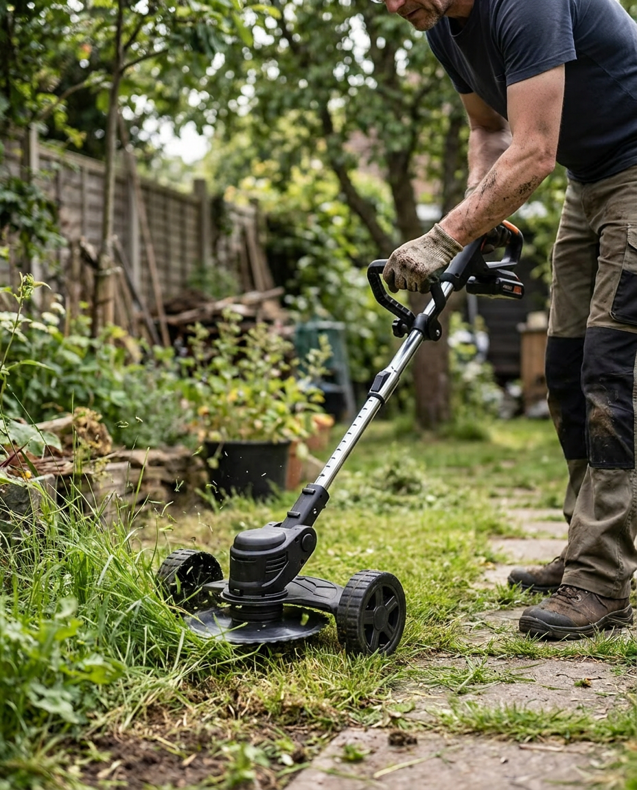 Drahtloser Rasentrimmer 21V 850W im Einsatz