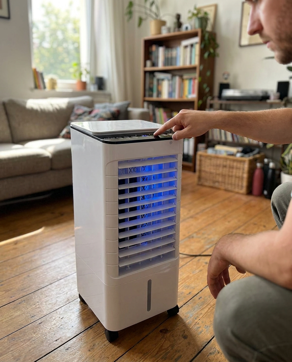 Mobiler Aircooler ohne Fenstergerät in Gebrauch