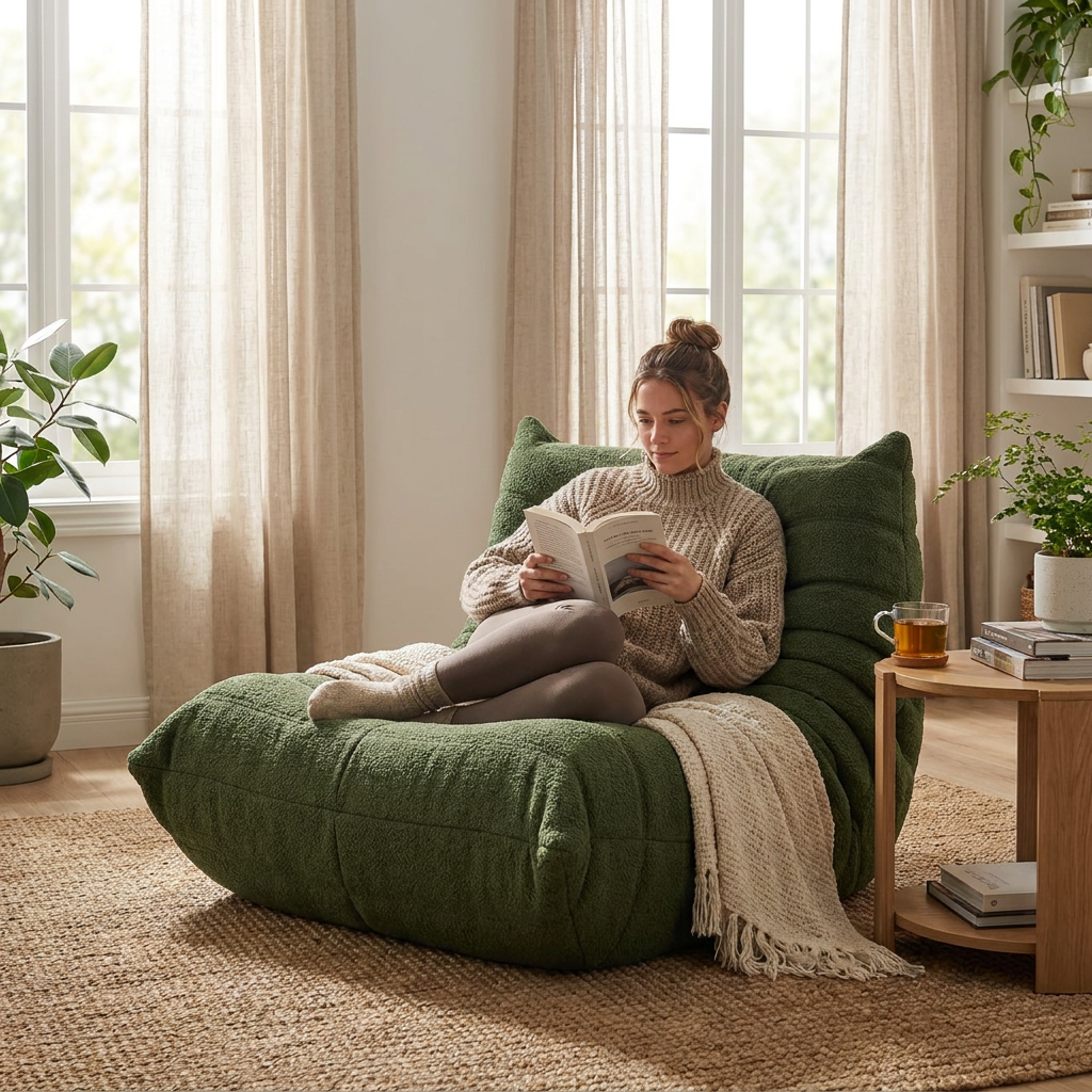 Zitzakbank Fluweel Lounge Stoel Vloerstoel Met Rugleuning Traagschuim Relax | Sansoti lifestyle