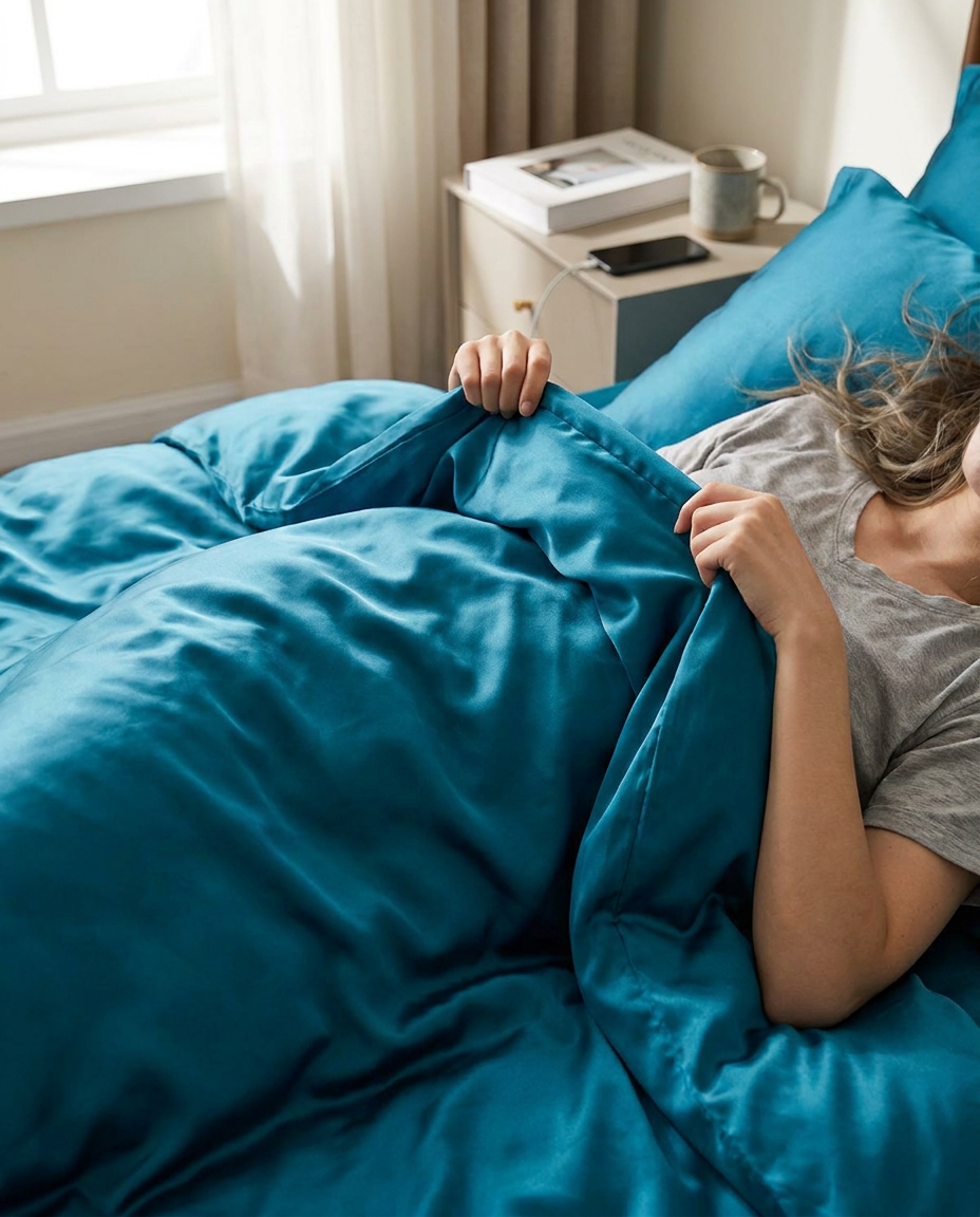 Luxe Zijden Beddengoed Set voor Ultiem Slaapcomfort in gebruik