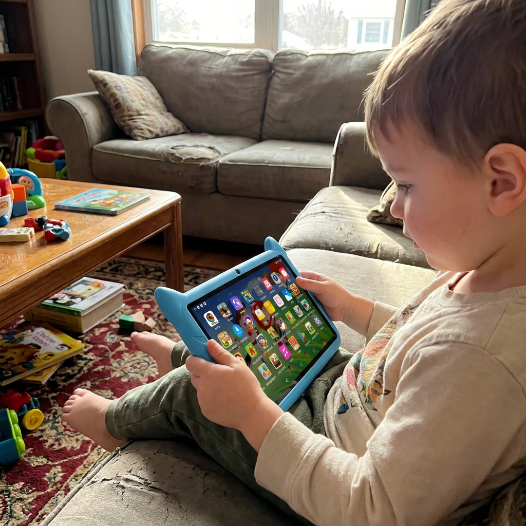 Kindertablet 7 Inch Android 13 Quad-Core WiFi 4GB RAM 64GB Opslag Uitbreidbaar Educatieve Apps Dual Camera Kids Tablet lifestyle