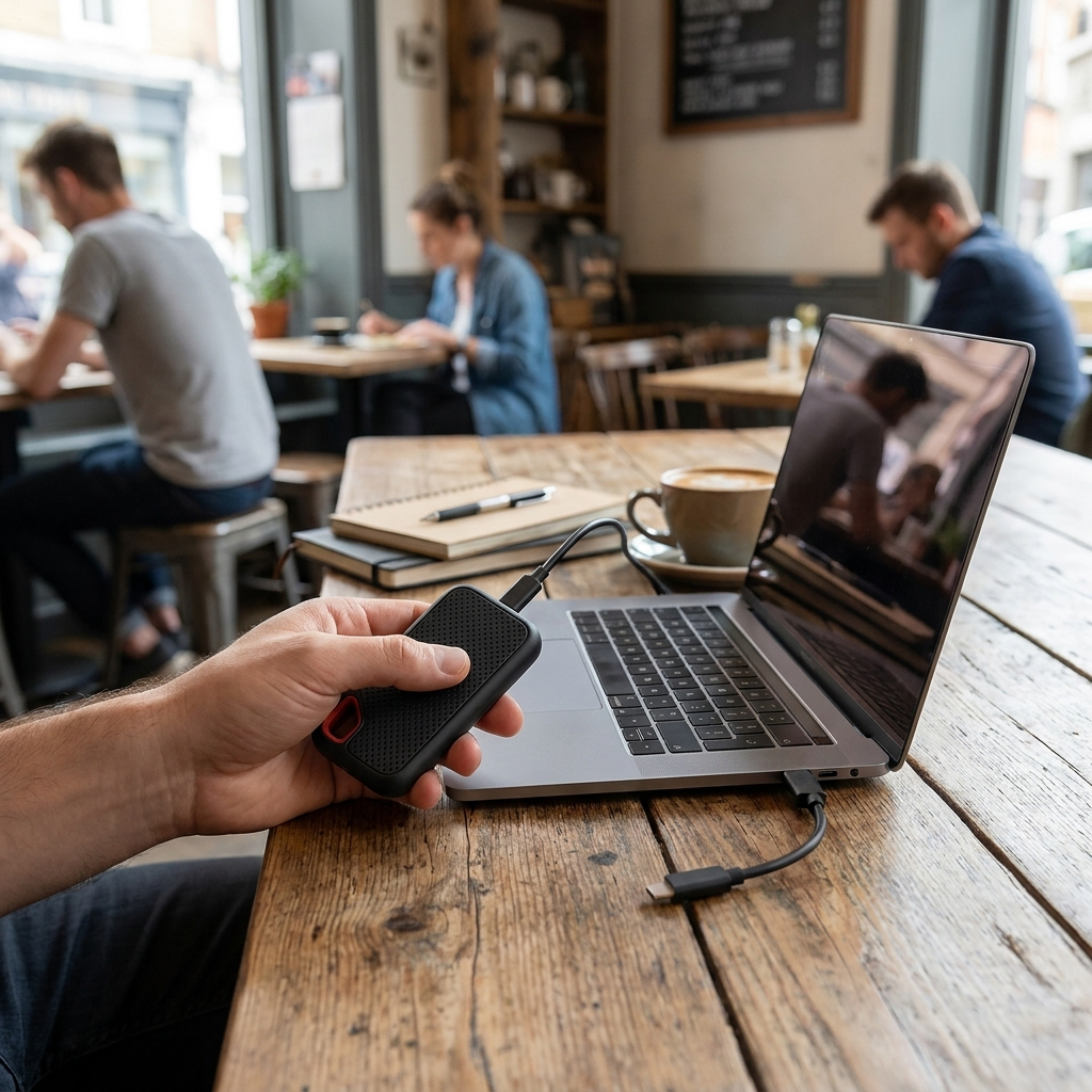 Externe SSD-Schijf 2TB – Compacte Harde Schijf voor Laptop & Smartphone lifestyle