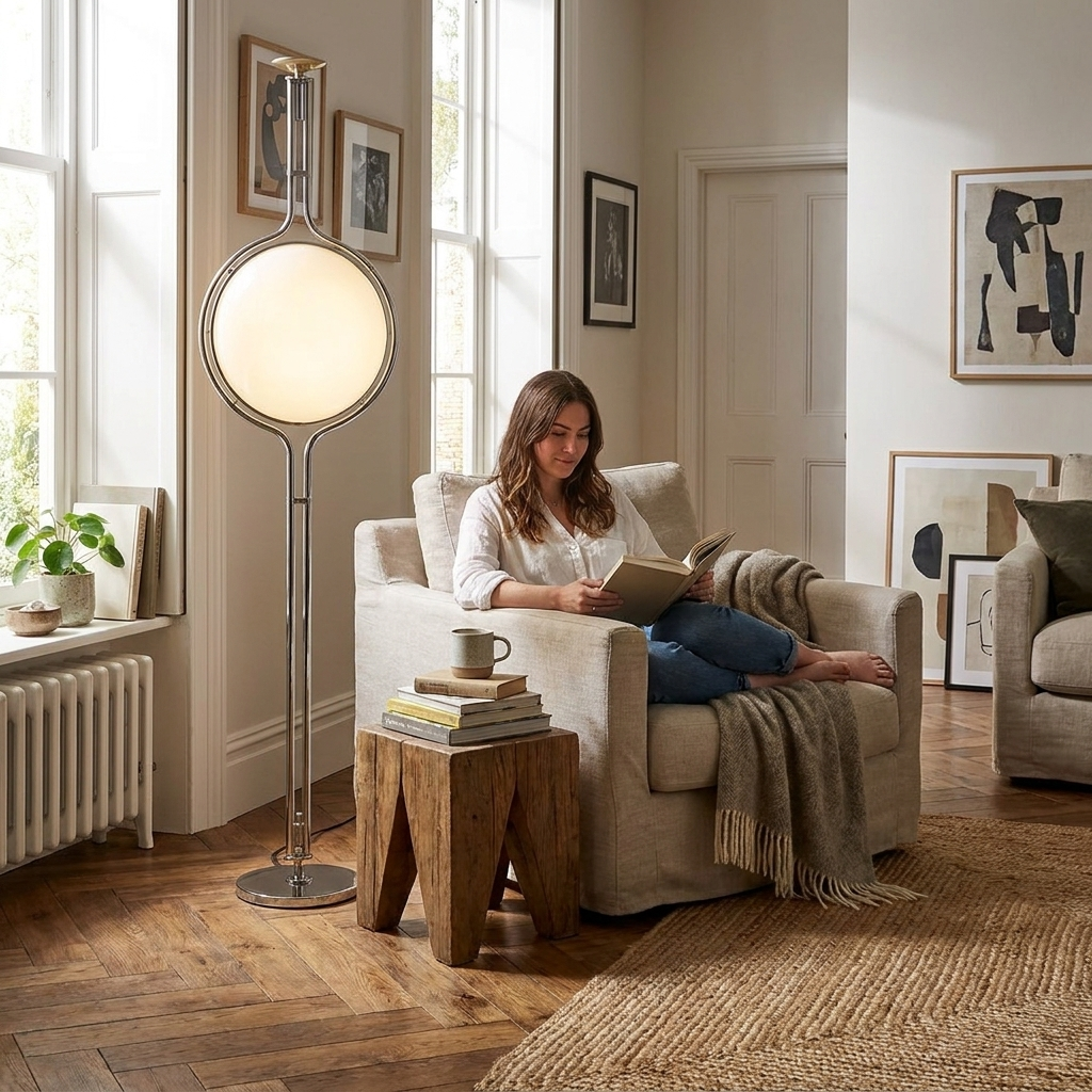 Moderne Vloerlamp met Chroomafwerking en Acrylbollen lifestyle