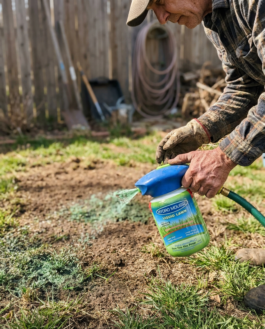 Vloeibaar Gazonzaad Spray-On Hydroseeding Systeem voor Kale Plekken en Herstelmiddel voor Grasvelden | Sansoti in gebruik