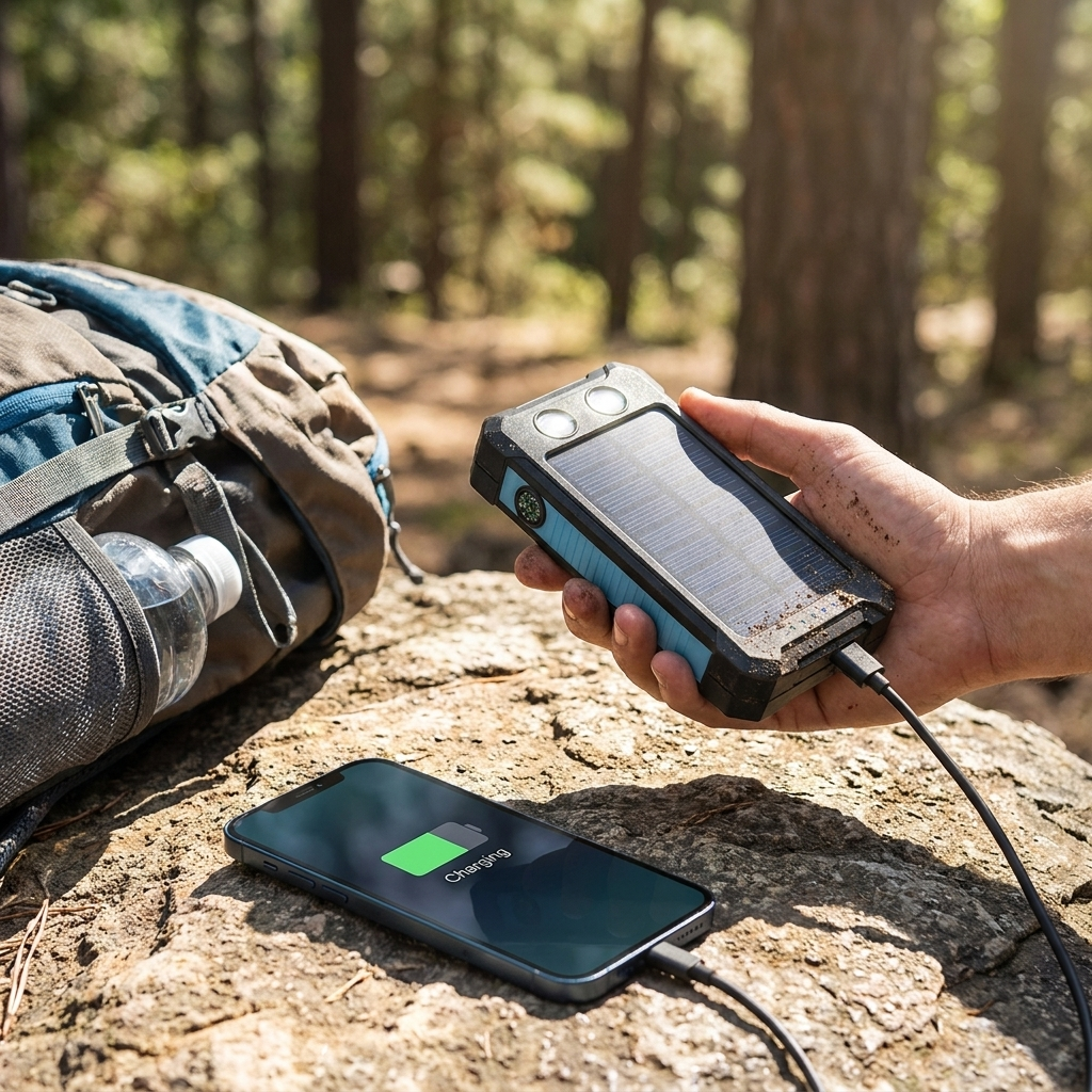 Solar Powerbank 500000mAh Waterdicht Externe Accu met Dual USB en LED Zaklamp voor Camping en Noodgevallen lifestyle