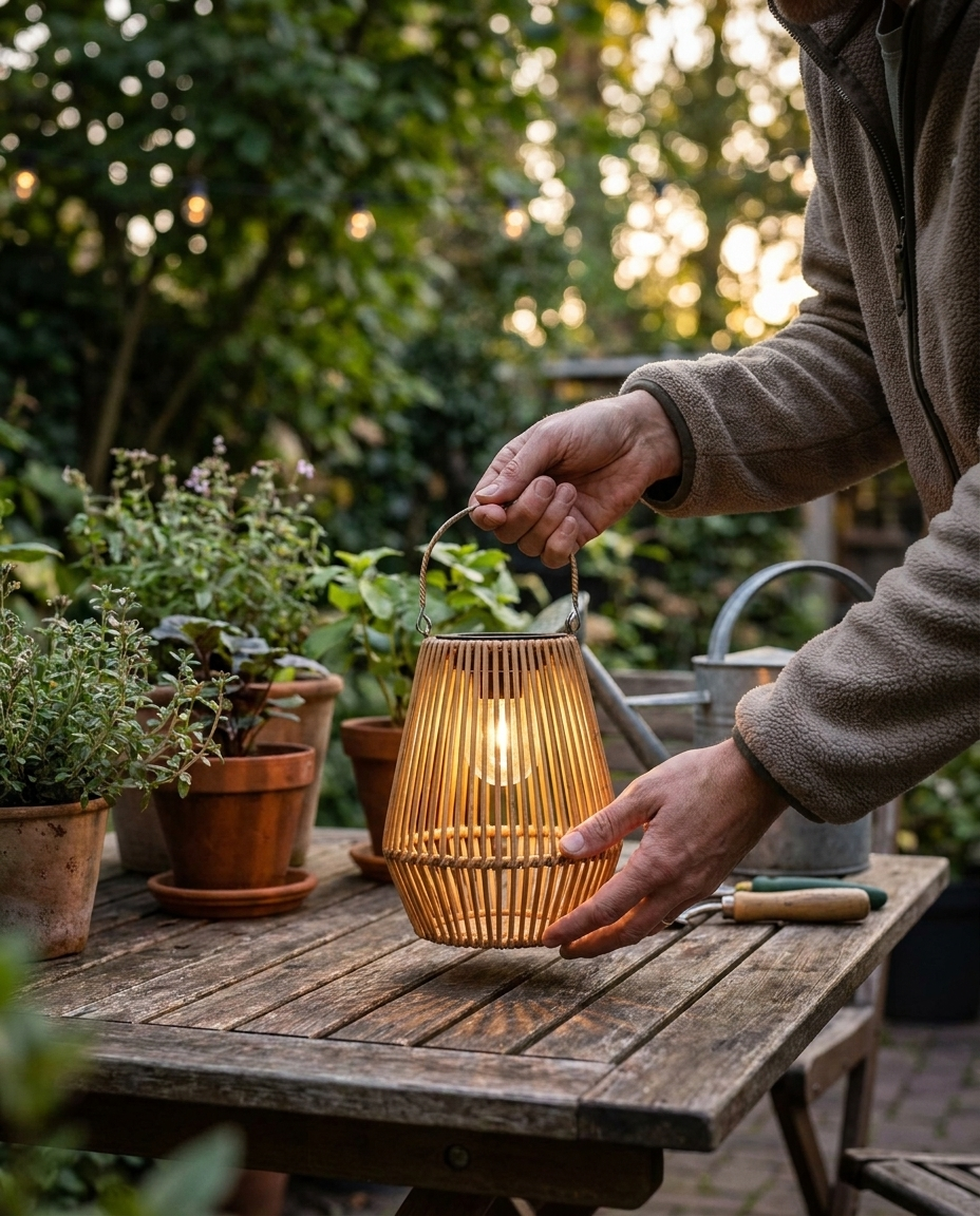 Solarlantaarn Rotan in gebruik