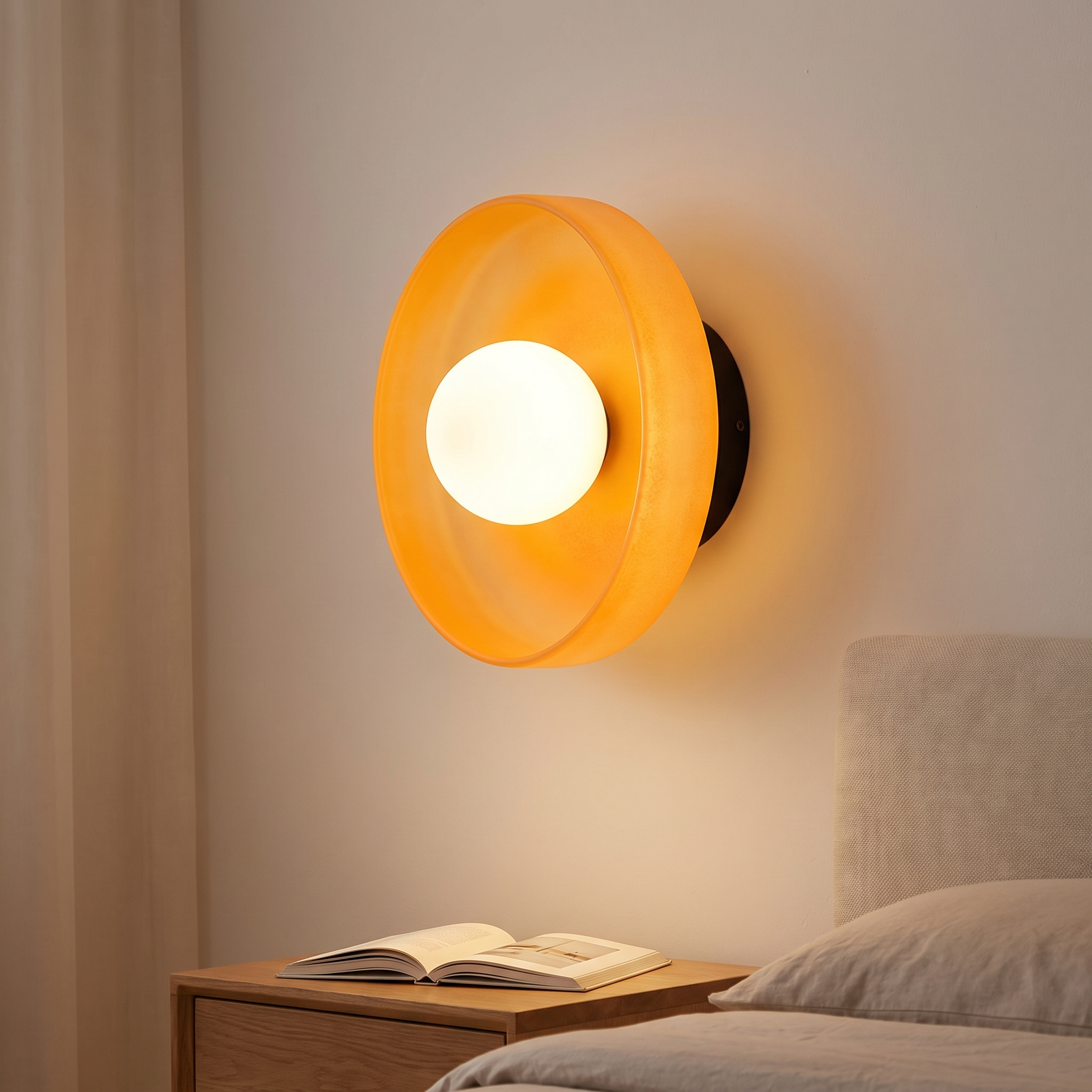 Wandlamp glas schijf mat slaapkamer | Sansoti