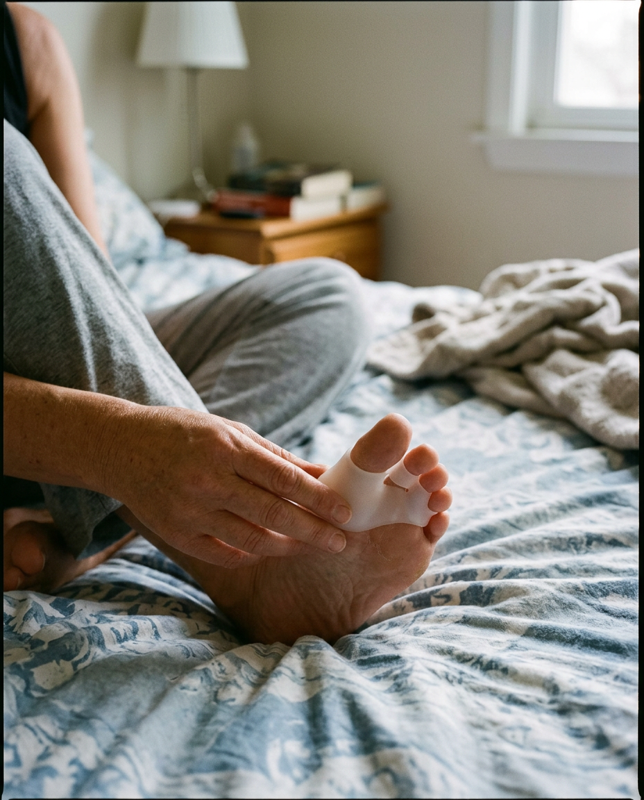Teencorrector voor Hallux Valgus Siliconen Teensteun in gebruik