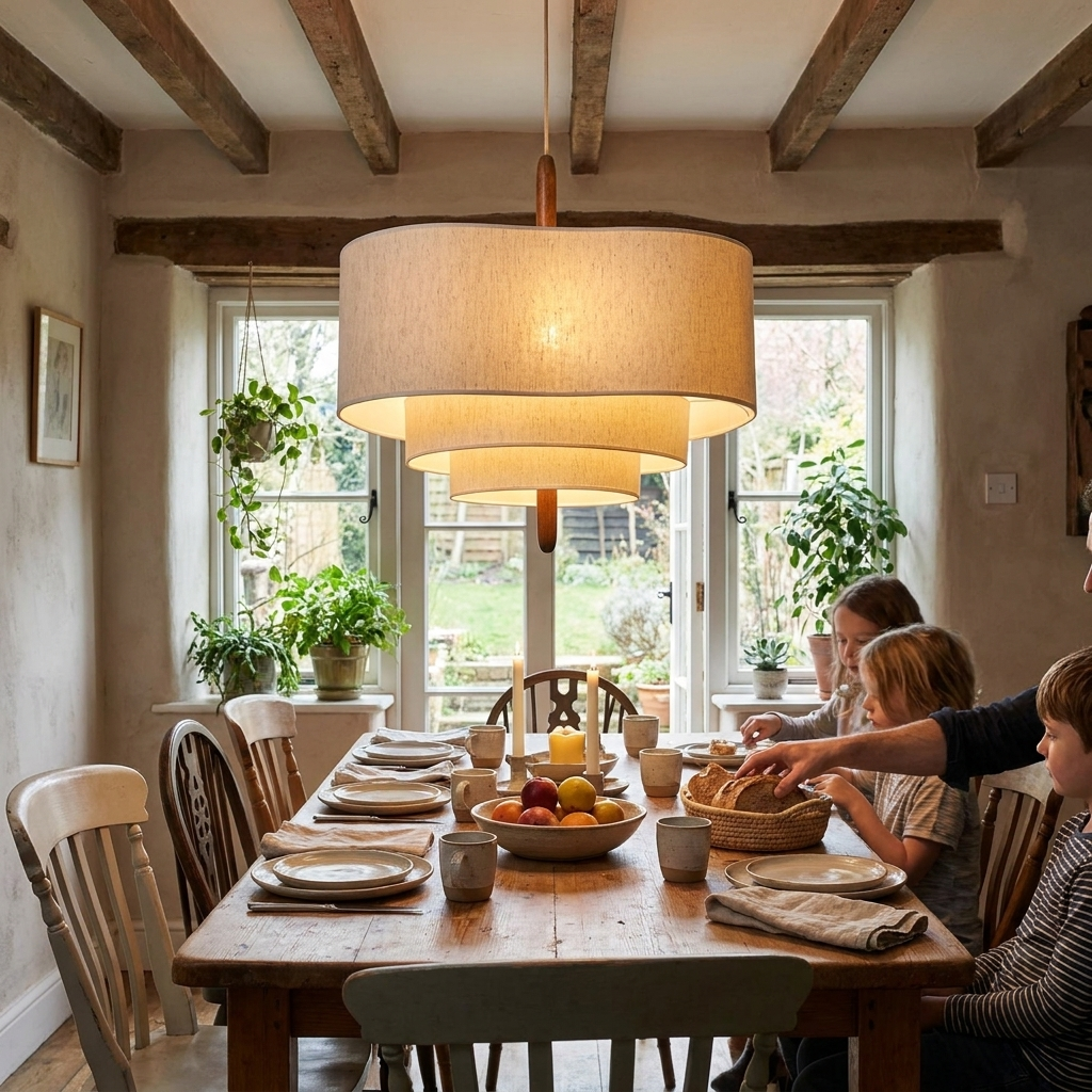 Stoffen Hanglamp voor Woonkamer & Eettafel | Design Plafondlamp in Japandi Stijl lifestyle